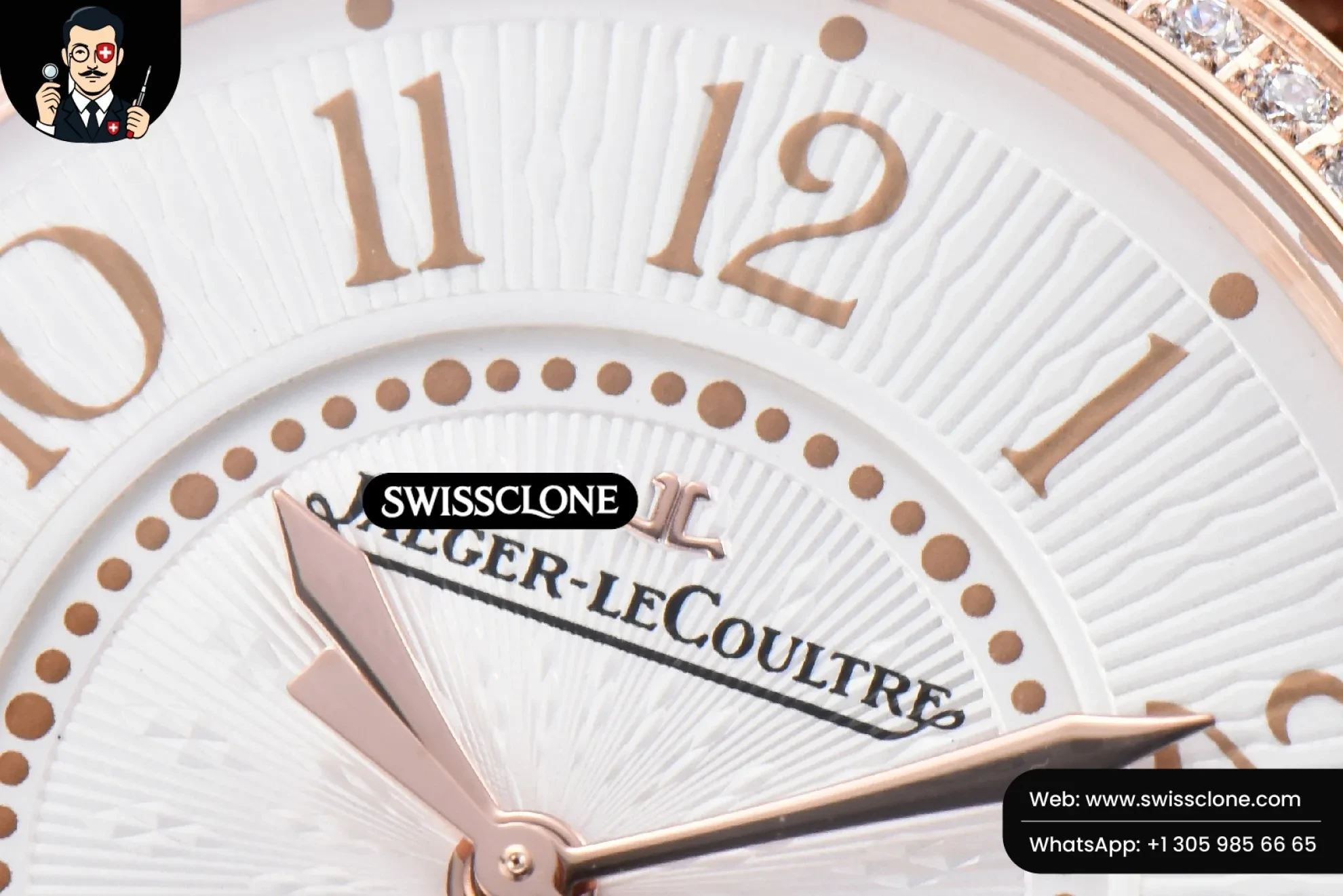Rolex Jaeger LeCoultre Rendez Vous Night & Day 34mm Diamond White Textured Dial Brown Leather 1:1 Super Clone - Clasp & Bracelet Finishing