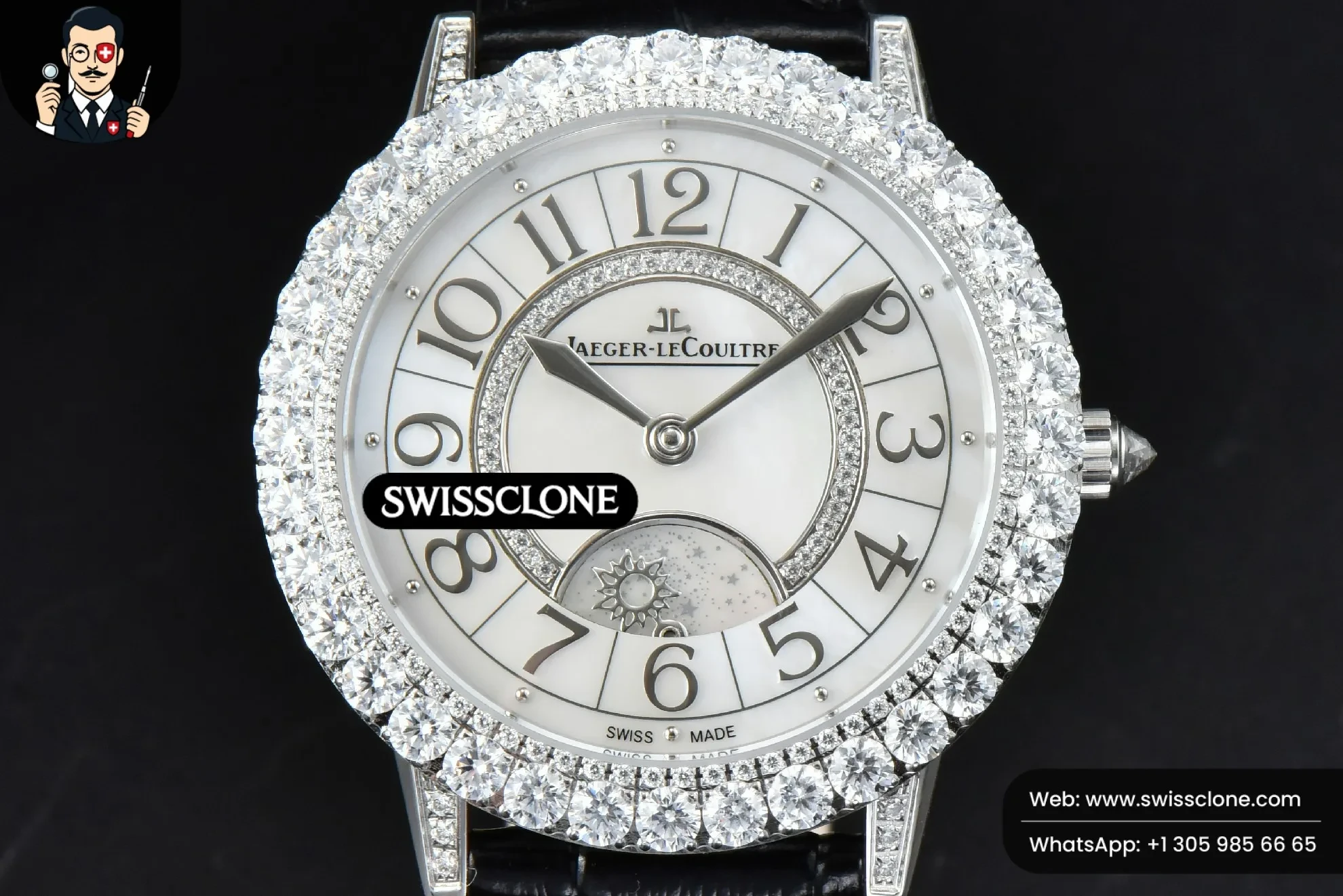 Jaeger-LeCoultre Rendez-Vous Night & Day 37mm GF Diamond MOP Dial Black Leather