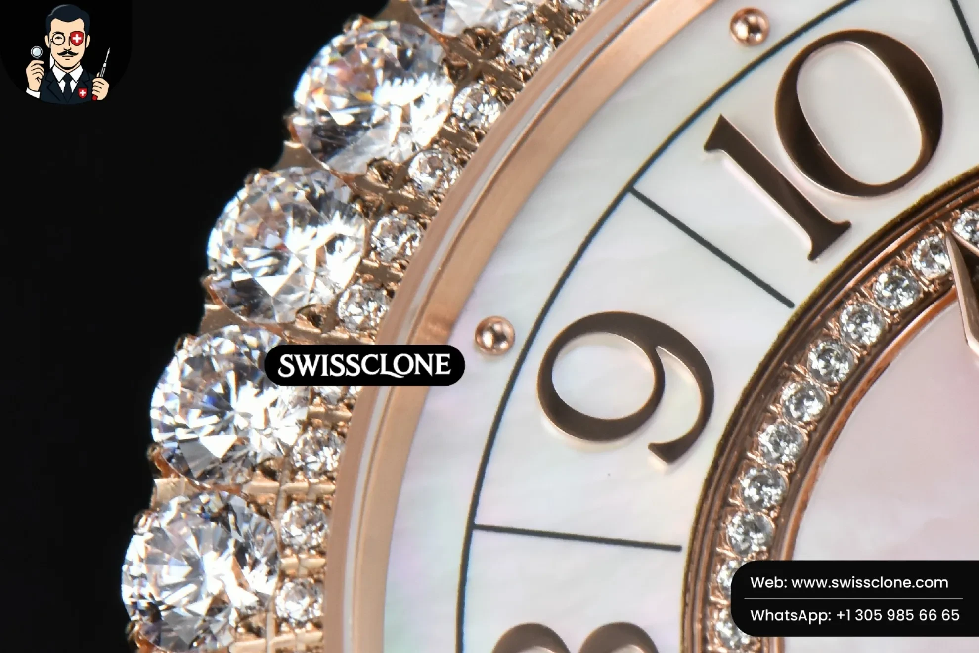 Rolex Jaeger LeCoultre Rendez Vous Night & Day 37mm GF Diamond MOP Dial Brown Leather 1:1 Super Clone - Caseback & Cloned Calibre Movement