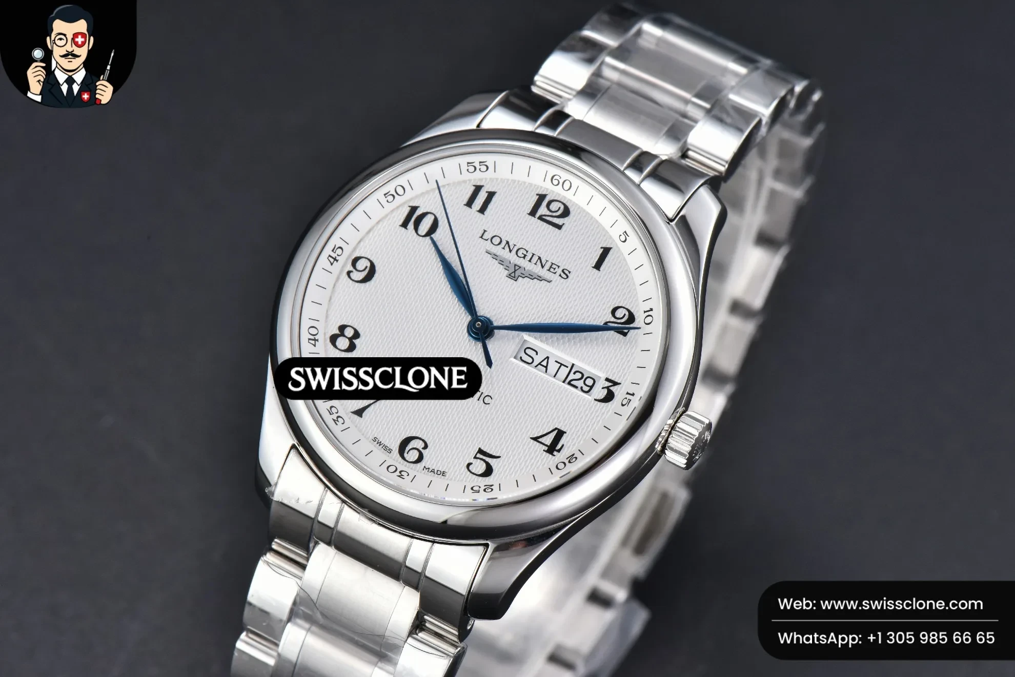 Rolex Longines Master Automatic 40mm LGF White Dial 1:1 Super Clone - Bezel & Case Profile