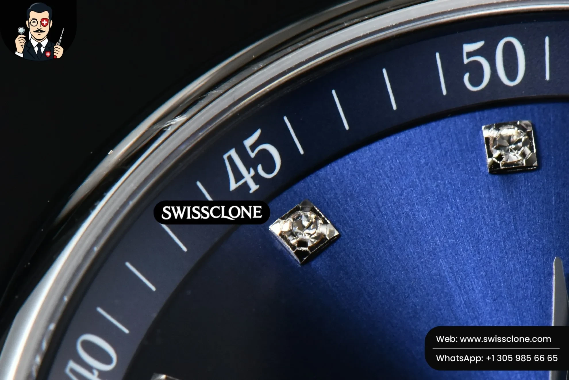 Rolex Longines Master Moonphase 40mm GF Blue Dial Diamond Marker Blue Leather 1:1 Super Clone - Caseback & Cloned Calibre Movement