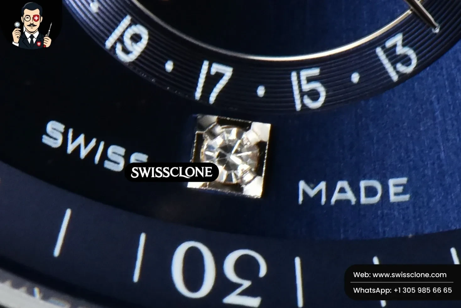 Rolex Longines Master Moonphase 40mm GF Blue Dial Diamond Marker Blue Leather 1:1 Super Clone - On-Wrist Presence View