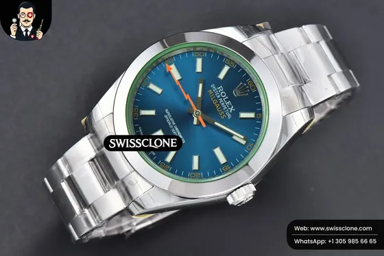 Rolex Milgauss 116400 GV 40mm 904L GSF Blue Dial 1:1 Super Clone - Bezel & Case Profile