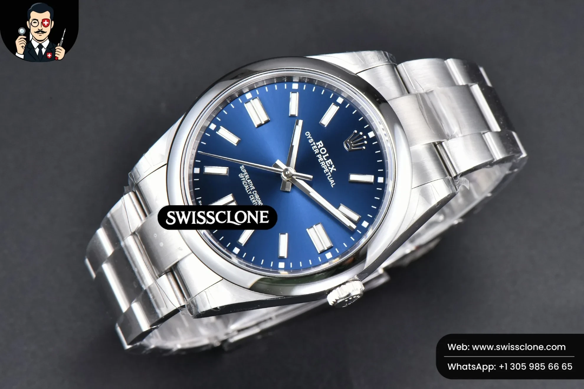Rolex Oyster Perpetual 124300 41mm 904L Blue Dial Oyster VS3235 1:1 Super Clone - Bezel & Case Profile