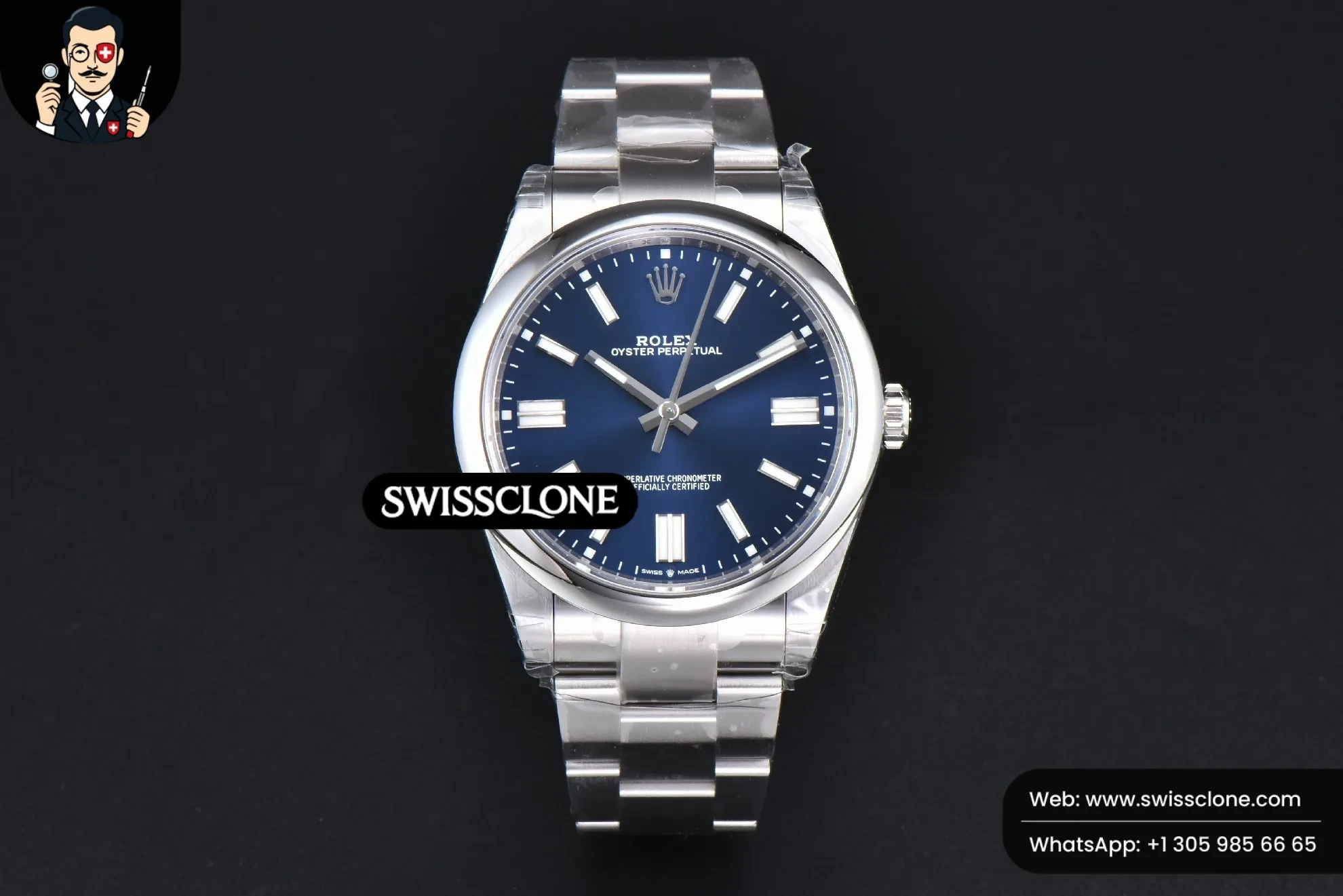 Rolex Oyster Perpetual 124300 41mm 904L Blue Dial Oyster VS3235 1:1 Super Clone - Dial Macro Close-Up