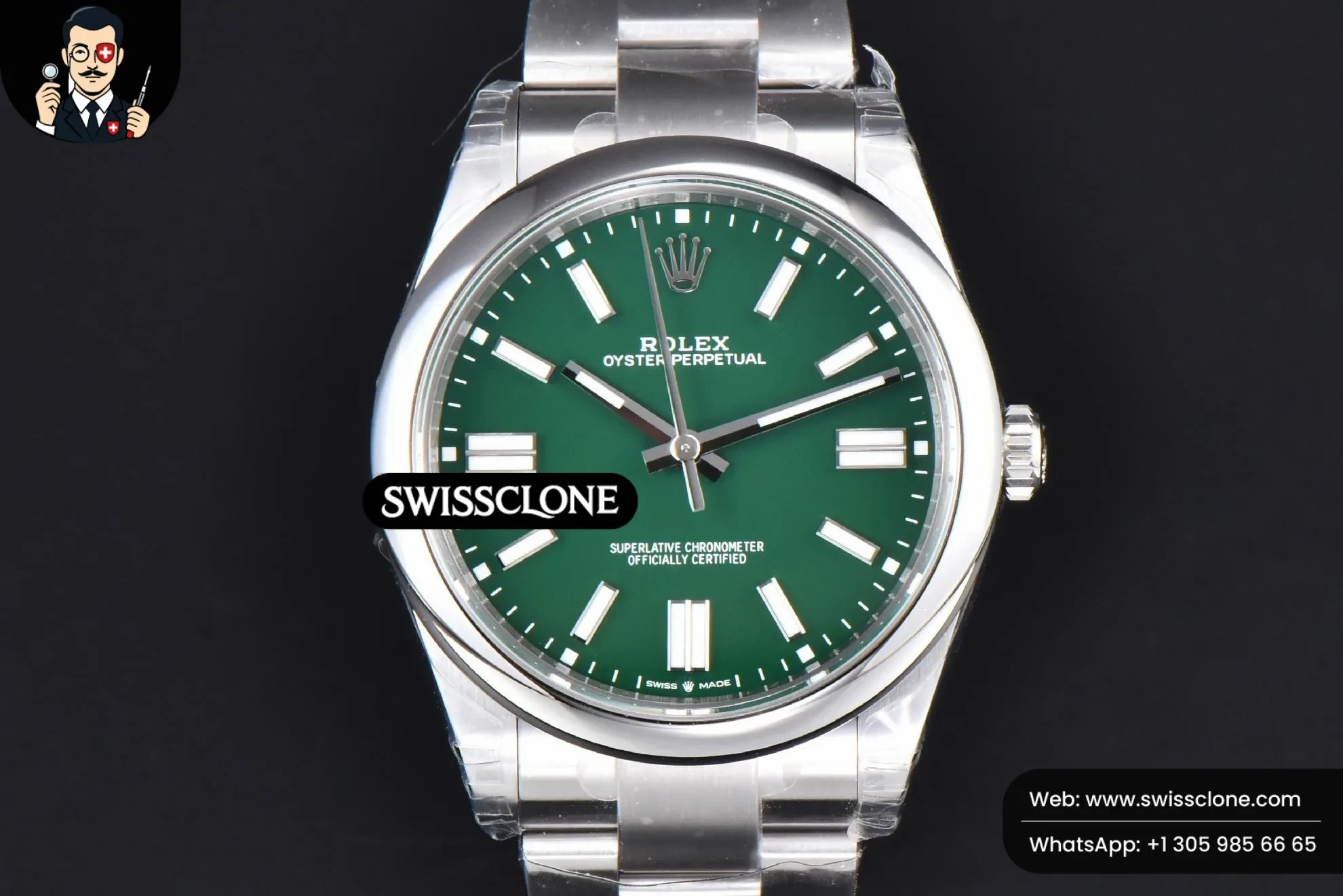 Rolex Oyster Perpetual 124300 41mm 904L Green Dial Oyster VS3235