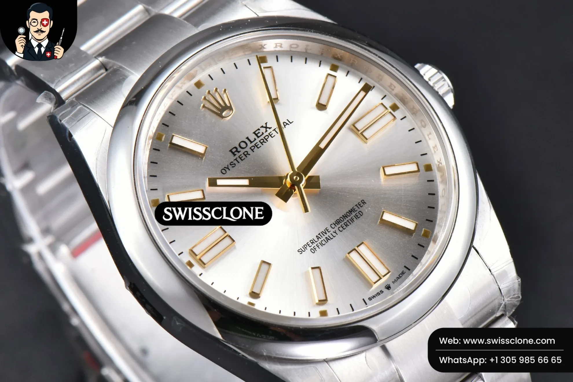 Rolex Oyster Perpetual 124300 41mm 904L Silver Dial Oyster VS3235 1:1 Super Clone - Caseback & Cloned Calibre Movement