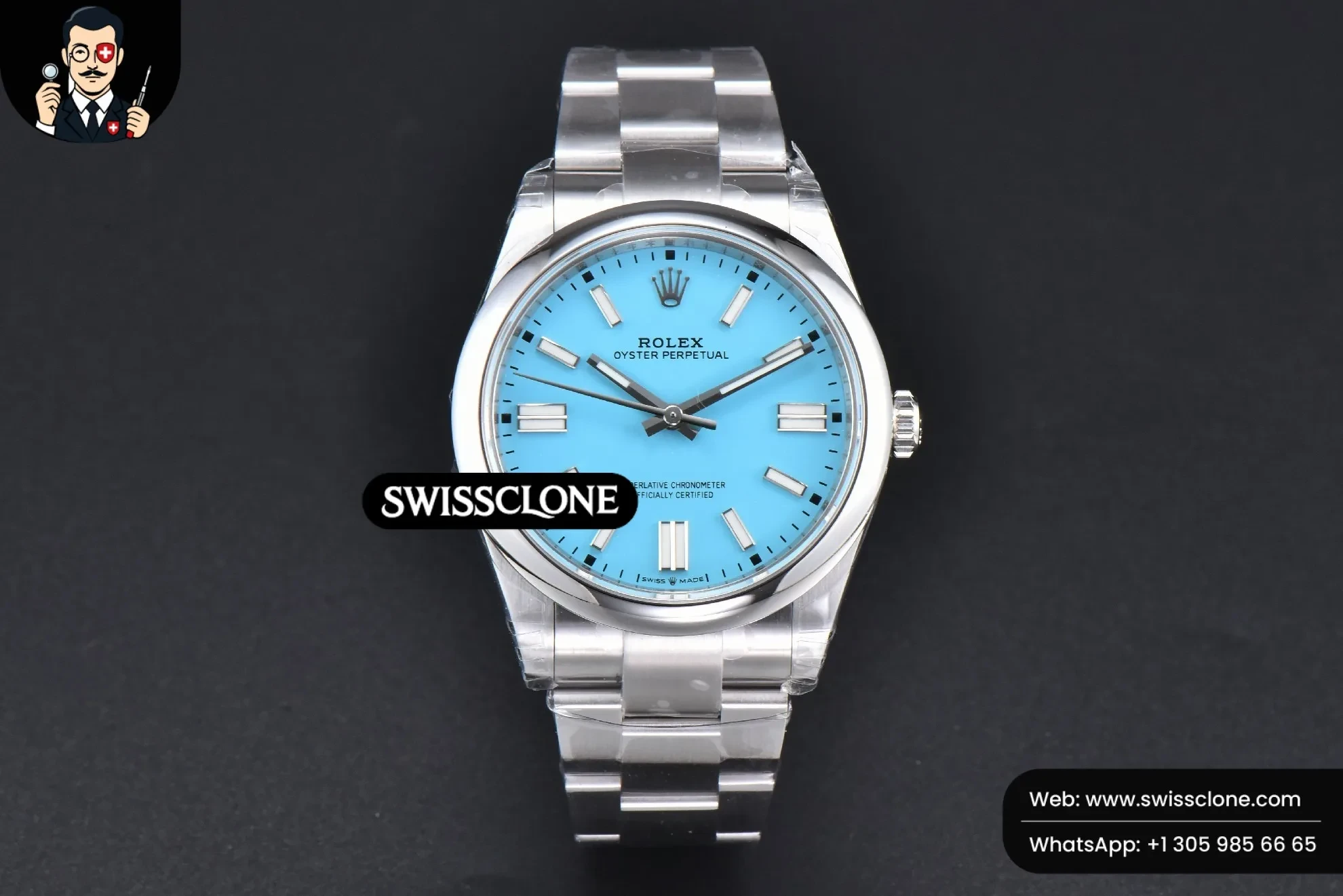 Rolex Oyster Perpetual 124300 41mm 904L Tiffany Dial Oyster VS3235 1:1 Super Clone - Dial Macro Close-Up