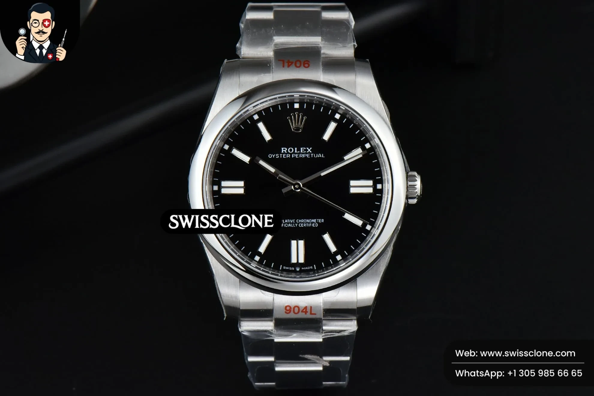 Rolex Oyster Perpetual 124300 41mm Black Dial 1:1 Super Clone - Dial Macro Close-Up