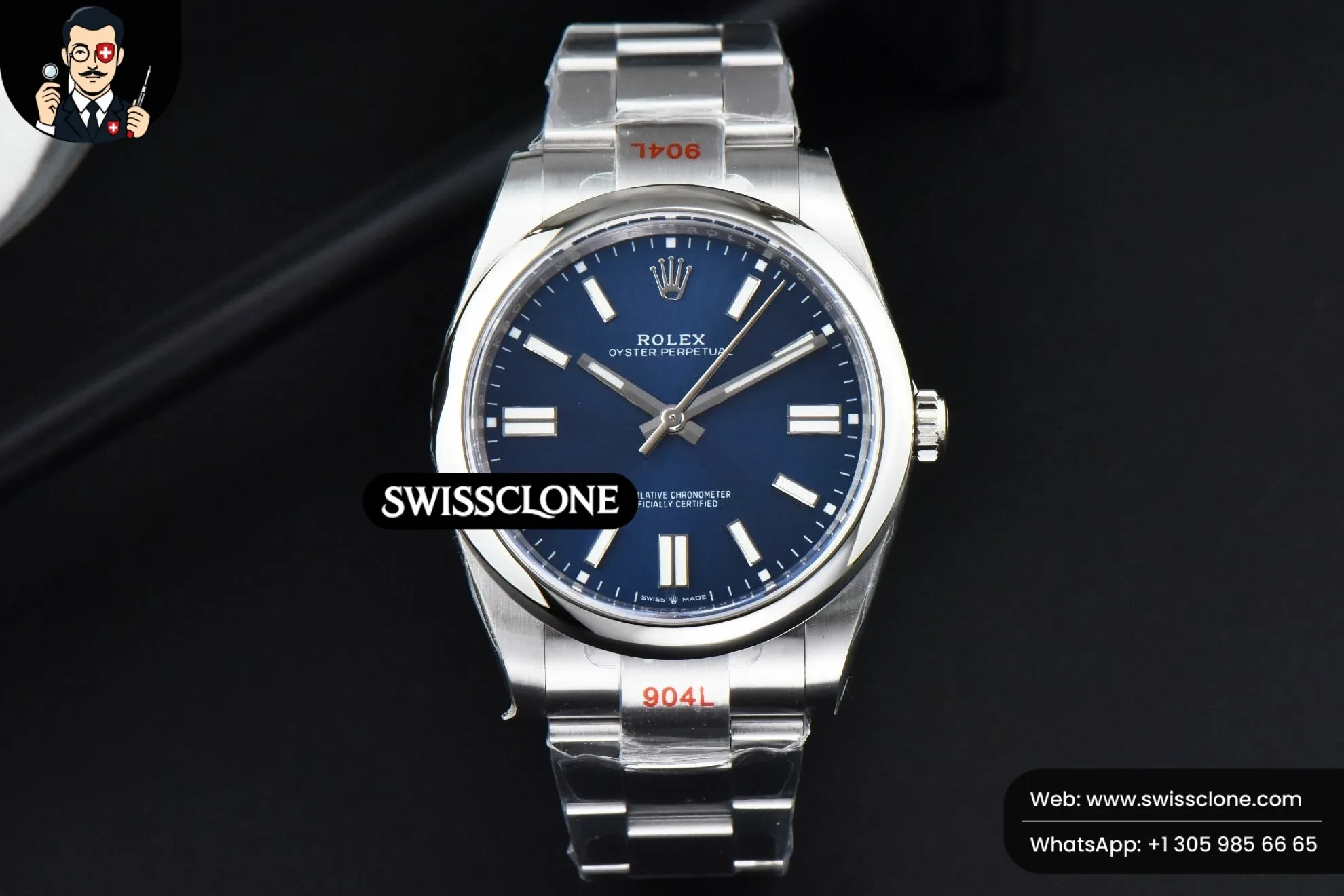 Rolex Oyster Perpetual 124300 41mm Blue Dial 1:1 Super Clone - Dial Macro Close-Up