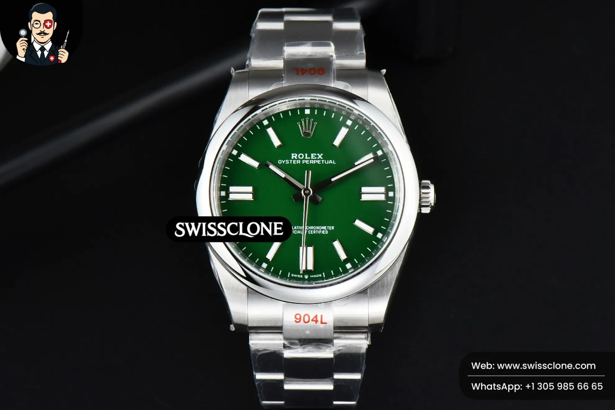 Rolex Oyster Perpetual 124300 41mm Green Dial 1:1 Super Clone - Dial Macro Close-Up
