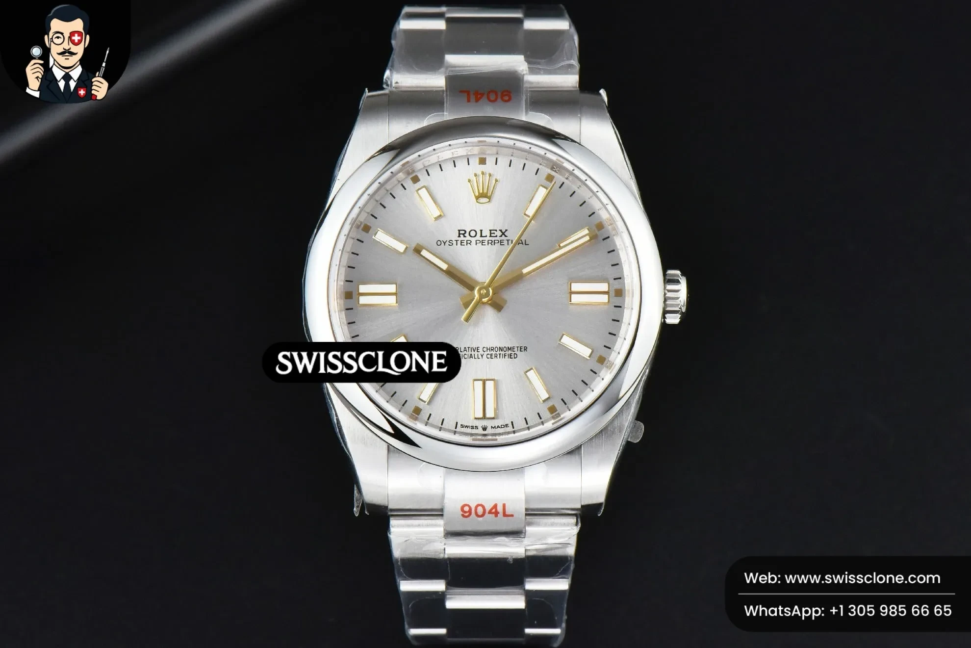 Rolex Oyster Perpetual 124300 41mm Silver Dial 1:1 Super Clone - Dial Macro Close-Up