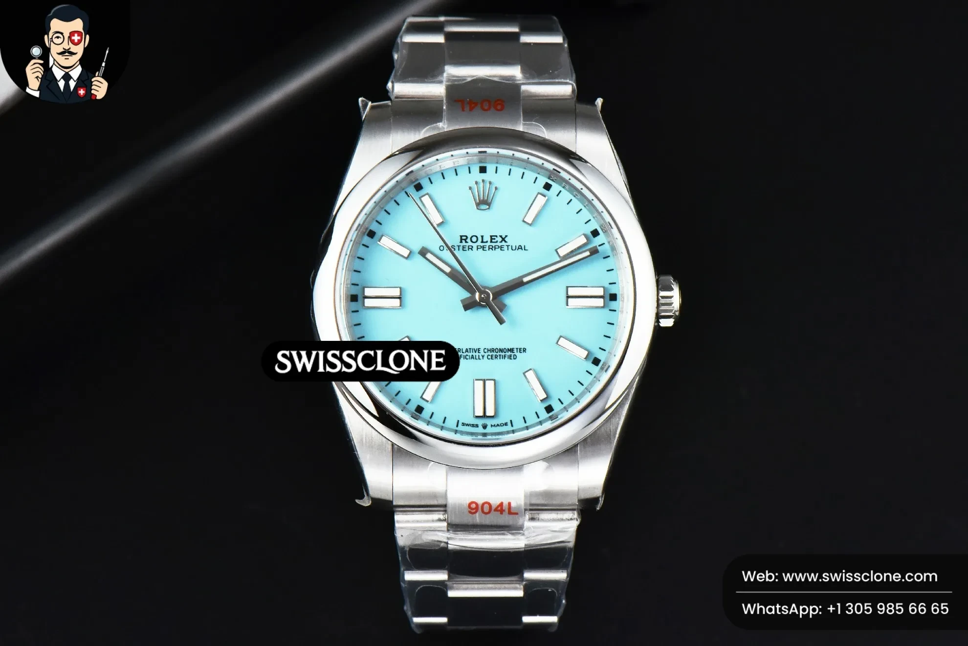 Rolex Oyster Perpetual 124300 41mm Tiffany Dial 1:1 Super Clone - Dial Macro Close-Up