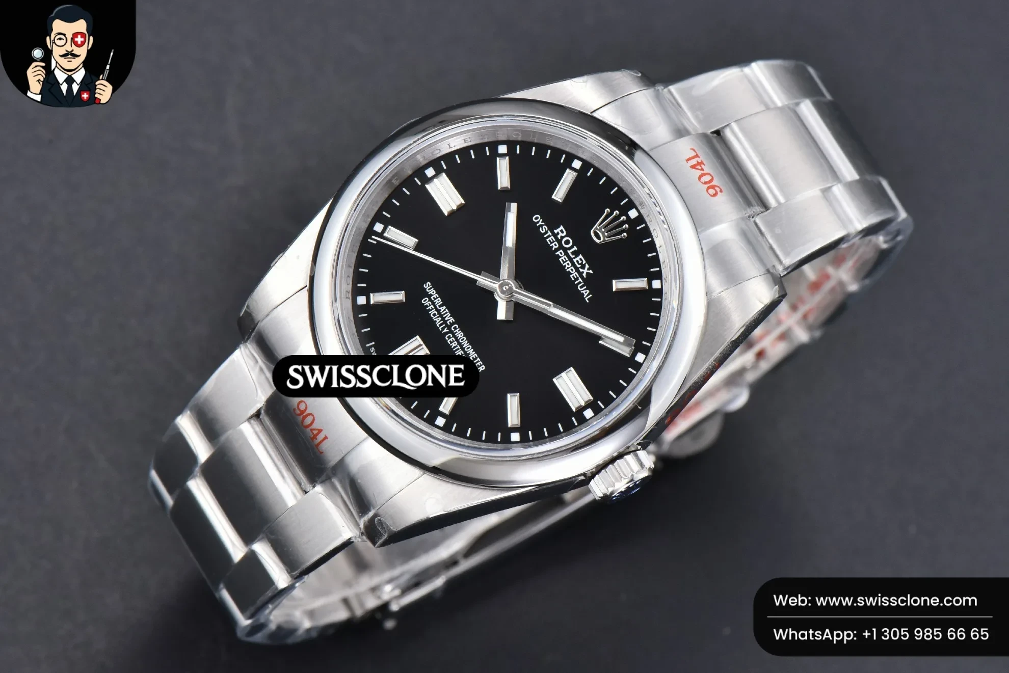 Rolex Oyster Perpetual 126000 36mm 904L Black Dial VR3230 1:1 Super Clone - Bezel & Case Profile