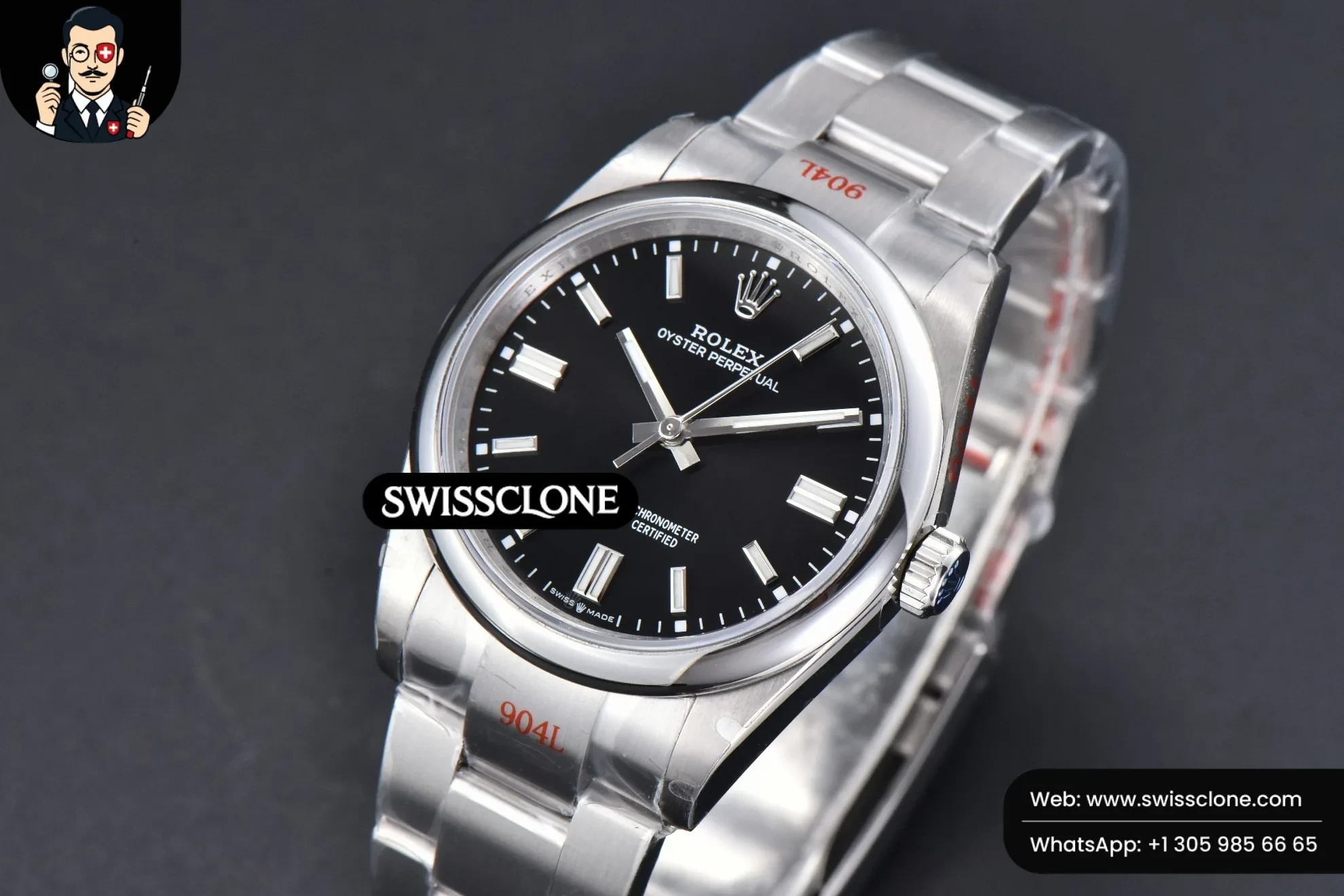 Rolex Oyster Perpetual 126000 36mm 904L Black Dial VR3230 1:1 Super Clone - Clasp & Bracelet Finishing