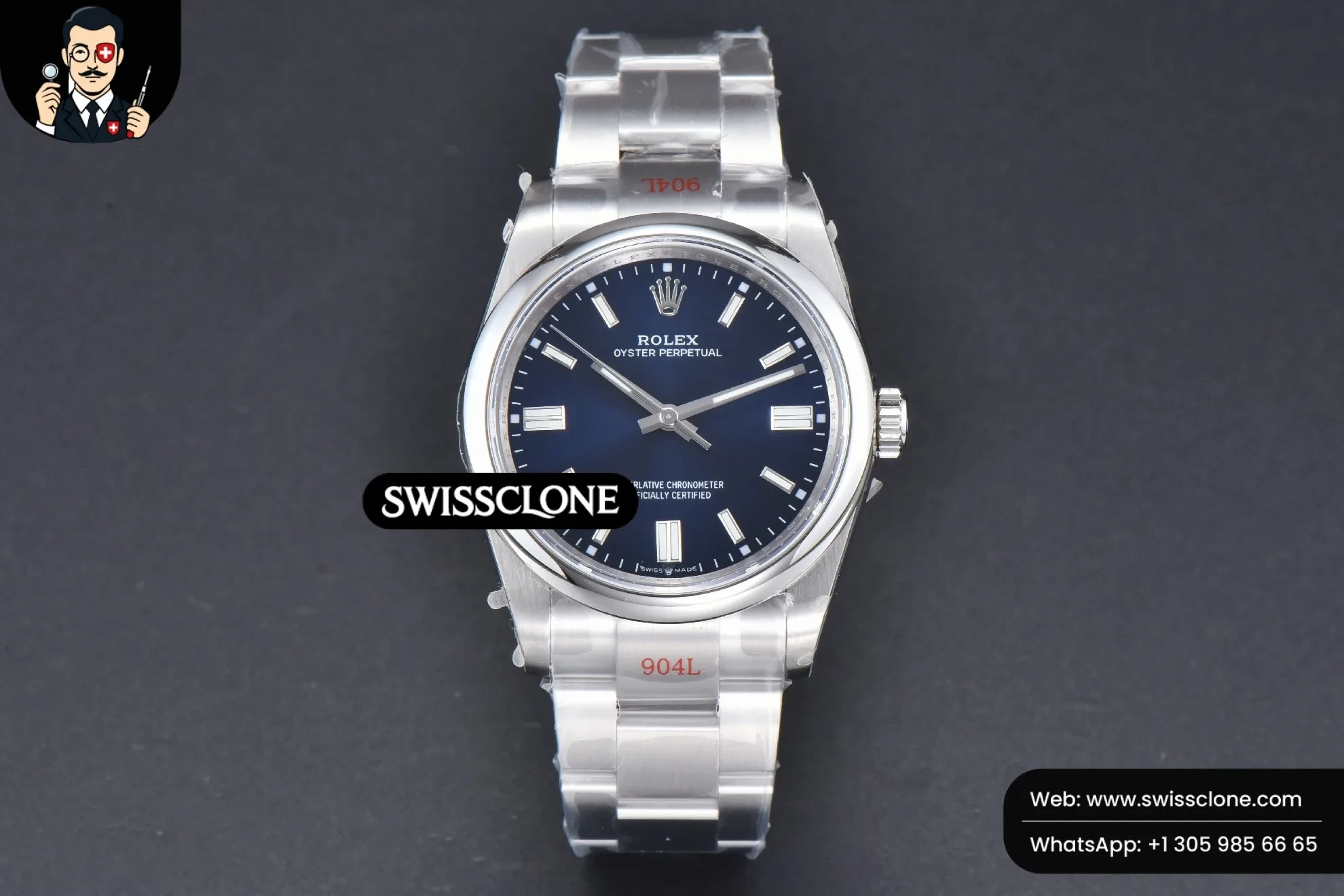 Rolex Oyster Perpetual 126000 36mm 904L Blue Dial VR3230 1:1 Super Clone - Dial Macro Close-Up