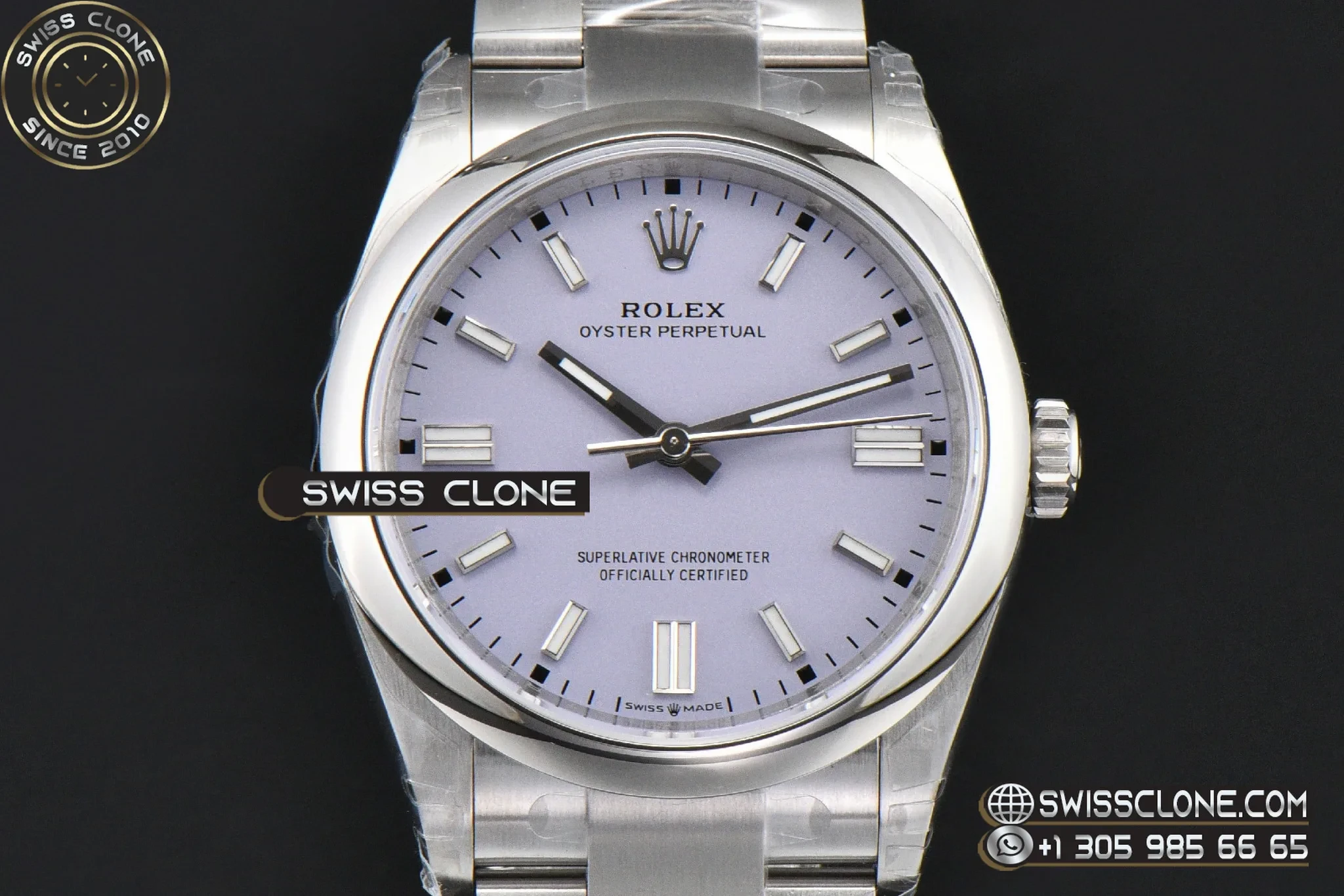 Rolex Oyster Perpetual 126000 36mm 904L Lavender Purple Dial VS3230 1:1 Super Clone - Dial Macro Close-Up