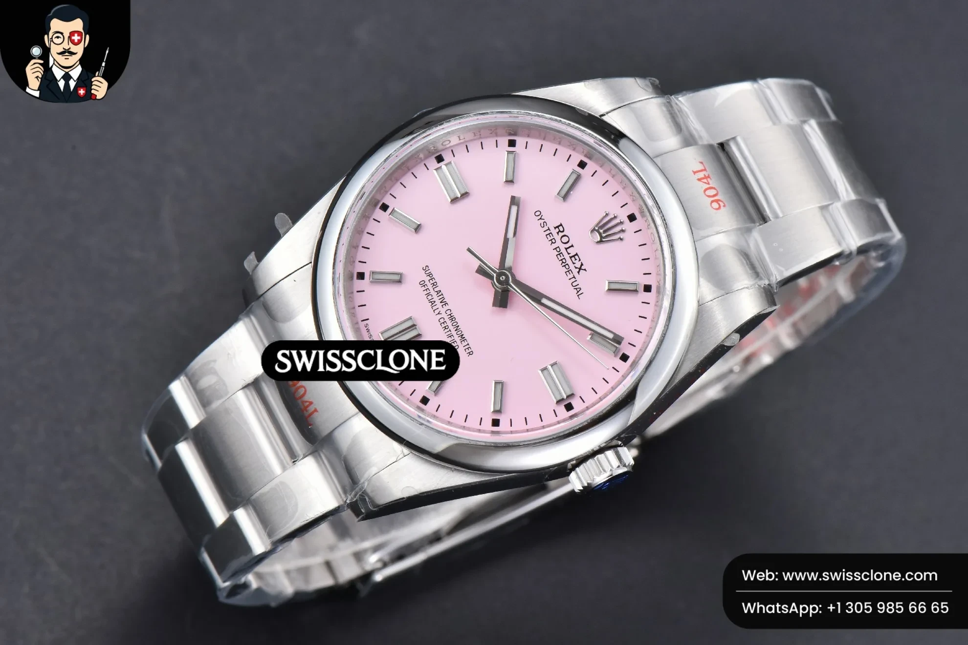 Rolex Oyster Perpetual 126000 36mm 904L Pink Dial VR3230 1:1 Super Clone - Bezel & Case Profile