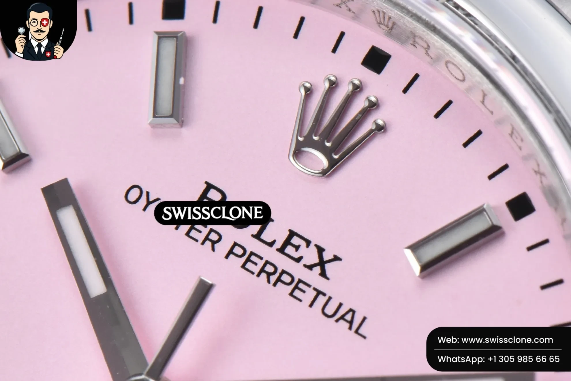 Rolex Oyster Perpetual 126000 36mm 904L Pink Dial VR3230 1:1 Super Clone - Caseback & Cloned Calibre Movement