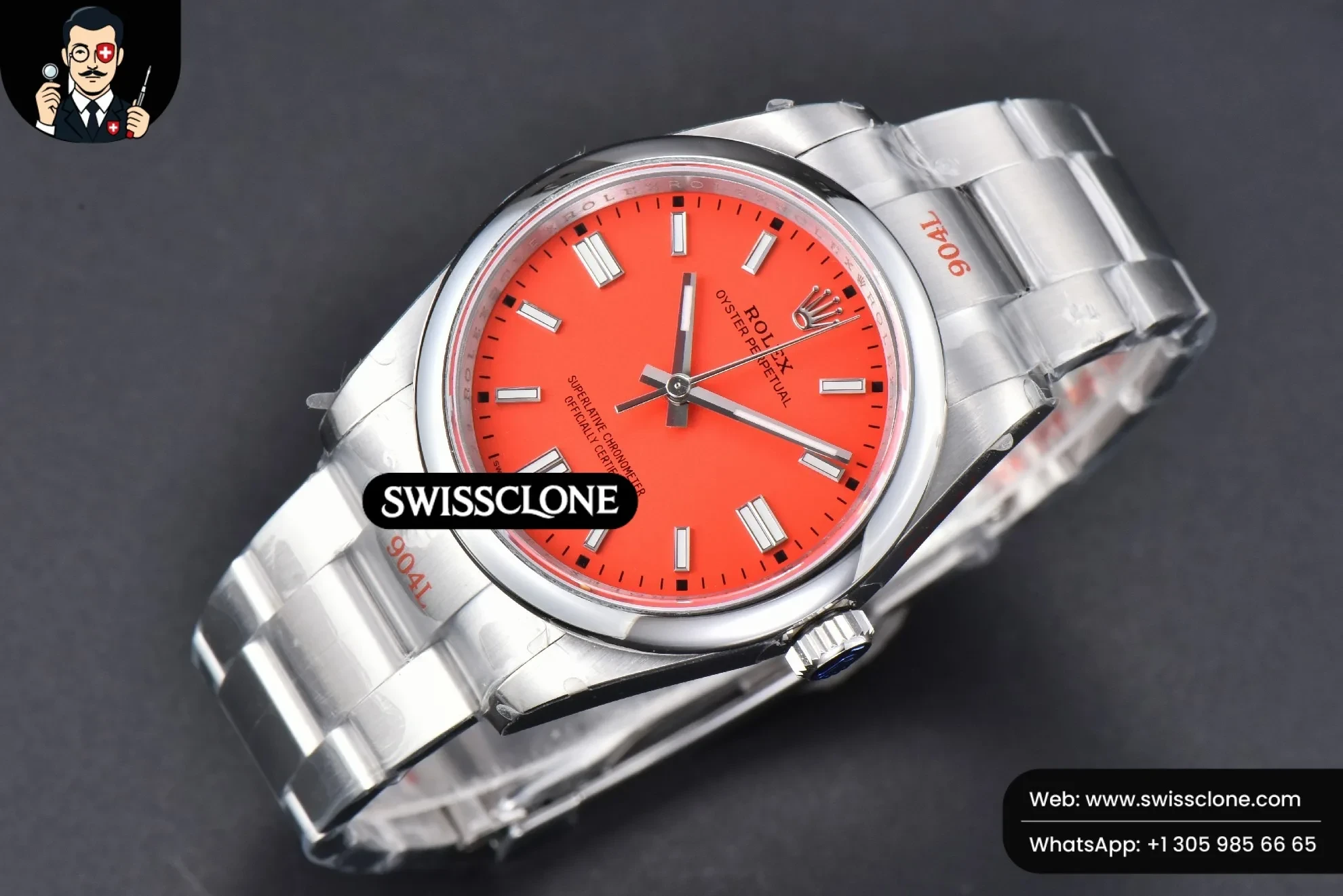 Rolex Oyster Perpetual 126000 36mm 904L Red Dial VR3230 1:1 Super Clone - Bezel & Case Profile