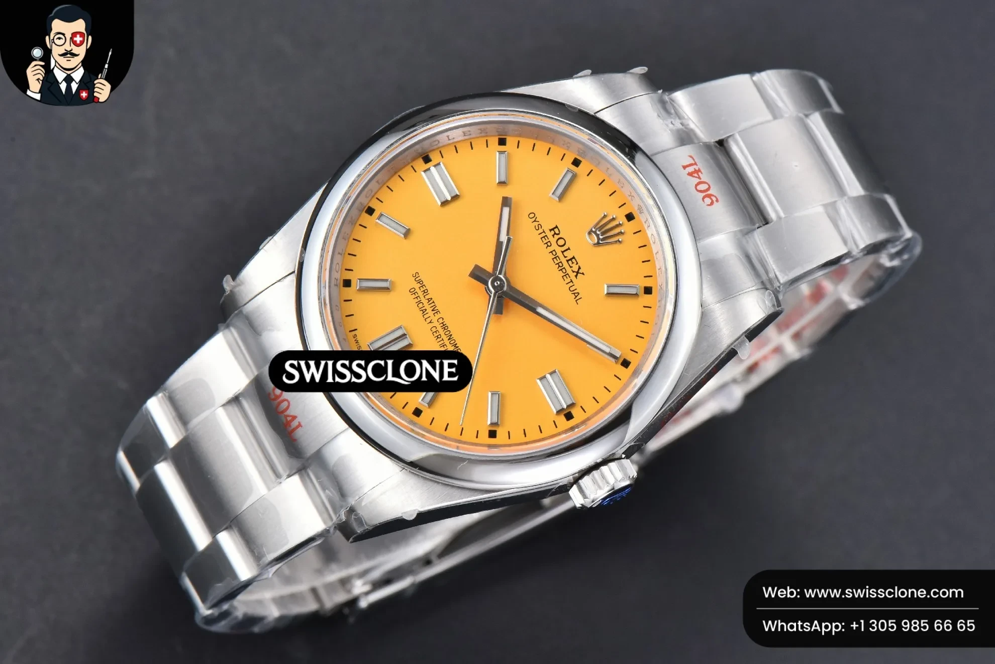 Rolex Oyster Perpetual 126000 36mm 904L Yellow Dial VR3230 1:1 Super Clone - Bezel & Case Profile