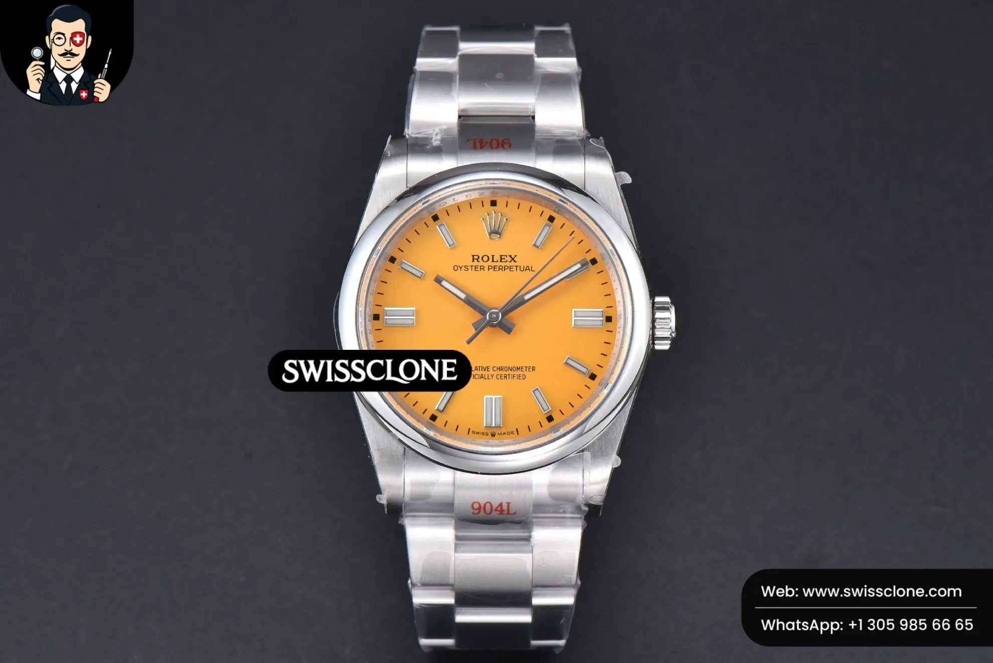 Rolex Oyster Perpetual 126000 36mm 904L Yellow Dial VR3230 1:1 Super Clone - Dial Macro Close-Up