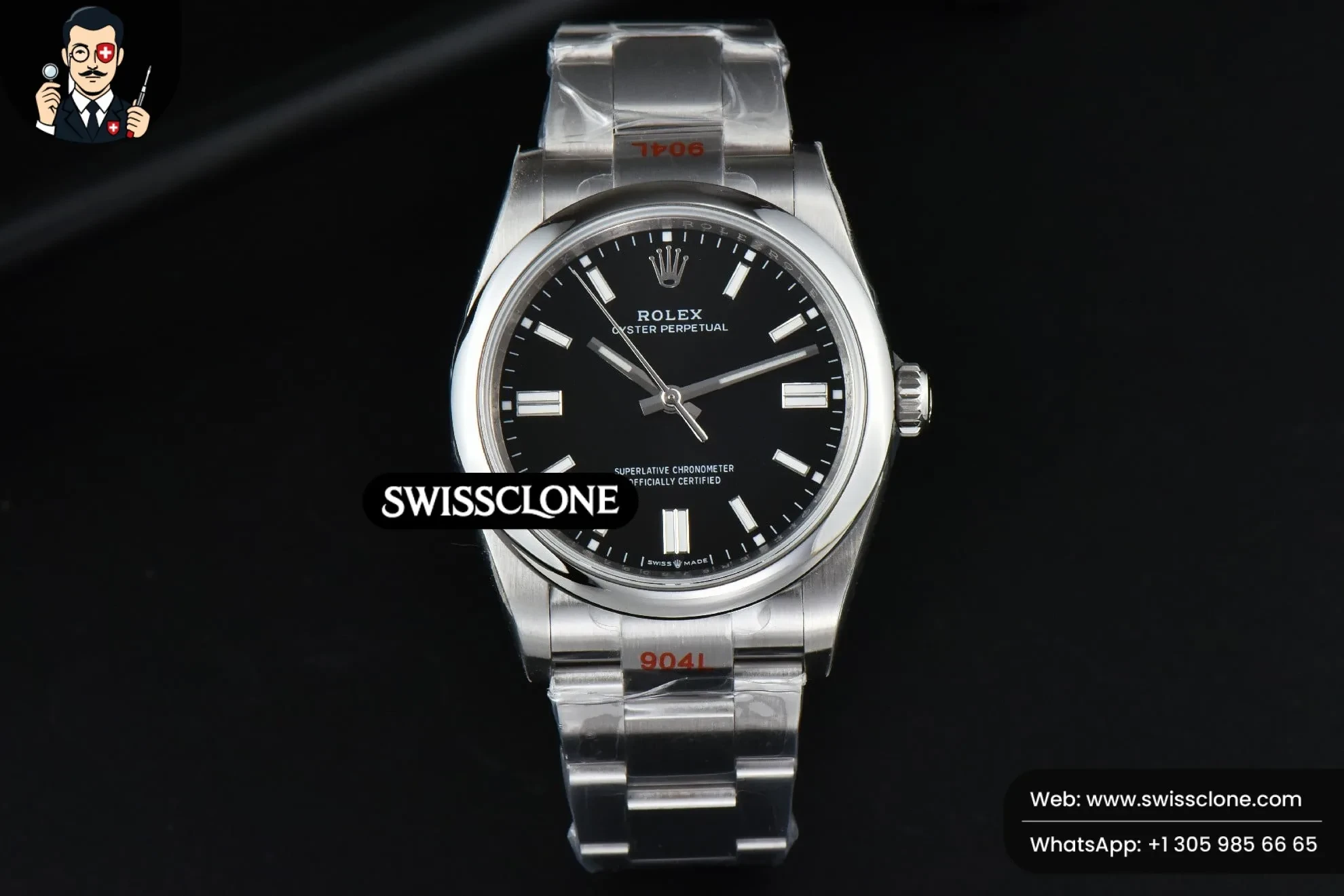 Rolex Oyster Perpetual 126000 36mm Black Dial 1:1 Super Clone - Dial Macro Close-Up