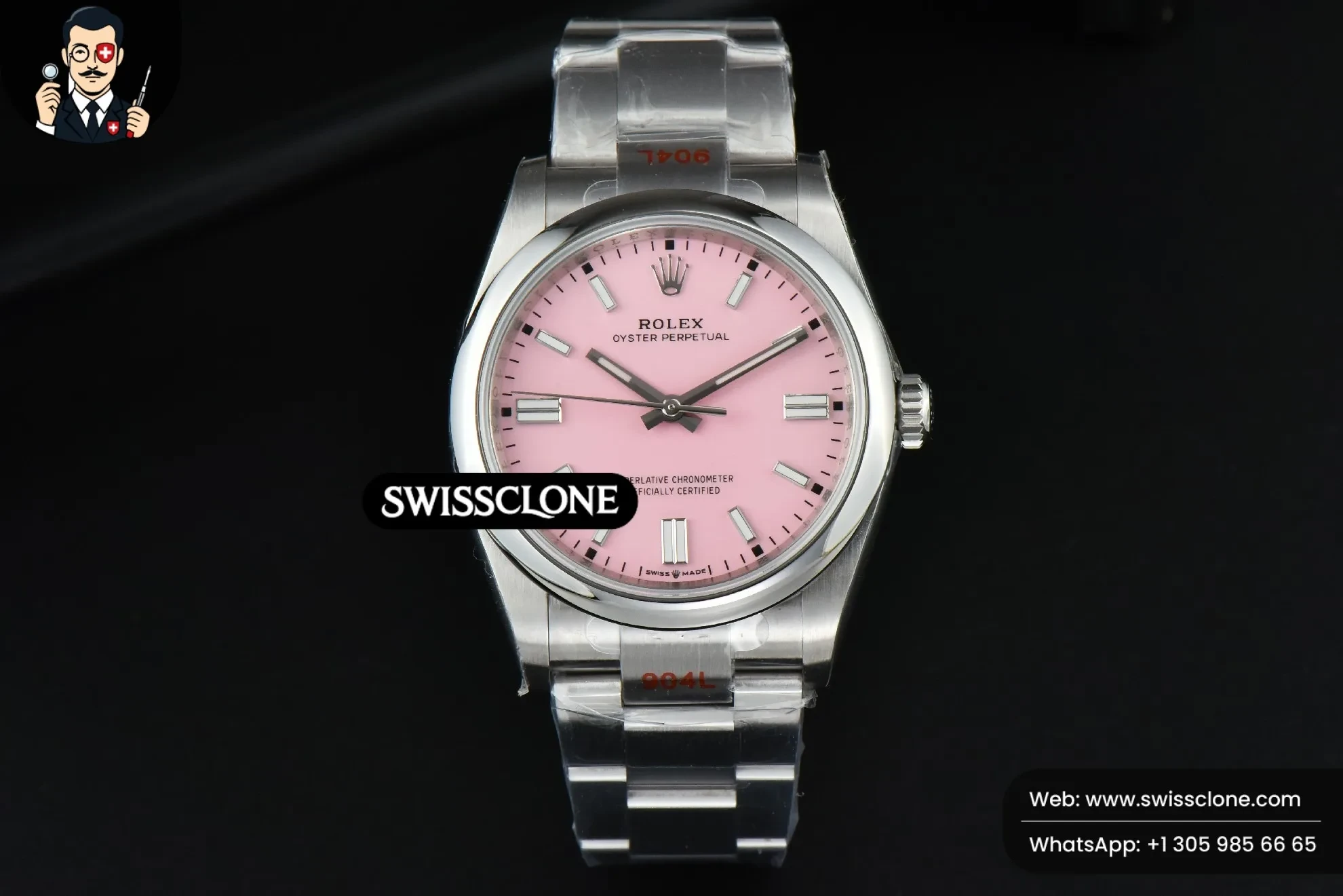 Rolex Oyster Perpetual 126000 36mm Pink Dial 1:1 Super Clone - Dial Macro Close-Up