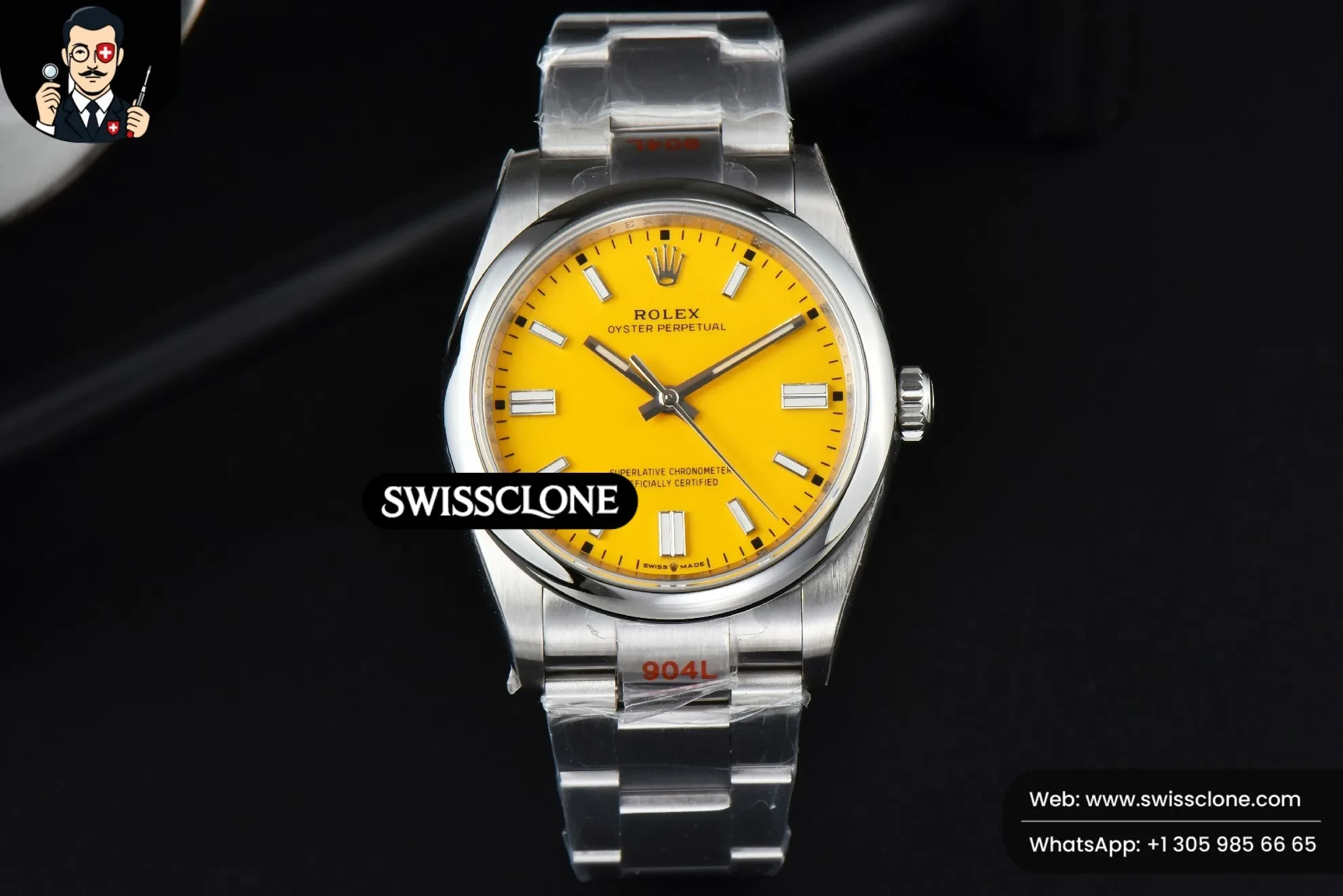 Rolex Oyster Perpetual 126000 36mm Yellow Dial 1:1 Super Clone - Dial Macro Close-Up