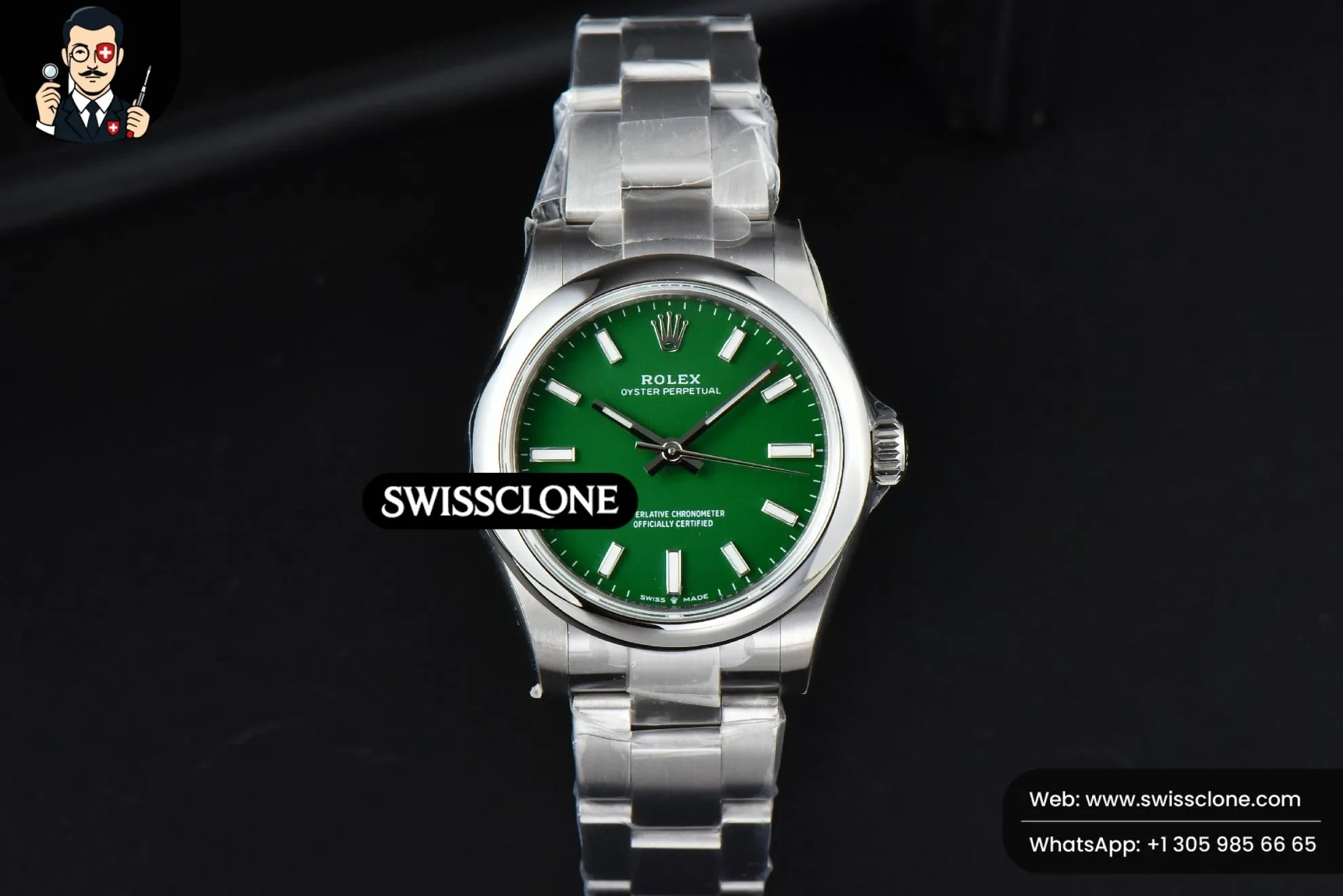 Rolex Oyster Perpetual 277200 31mm Green Dial 1:1 Super Clone - Dial Macro Close-Up