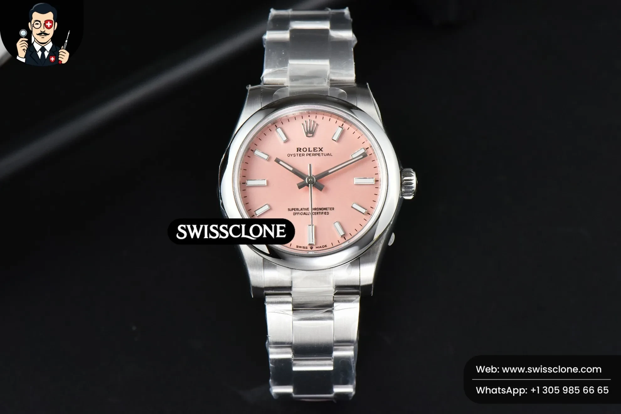 Rolex Oyster Perpetual 277200 31mm Pink Dial (SW-29890) 1:1 Super Clone - Dial Macro & Hands Close-Up
