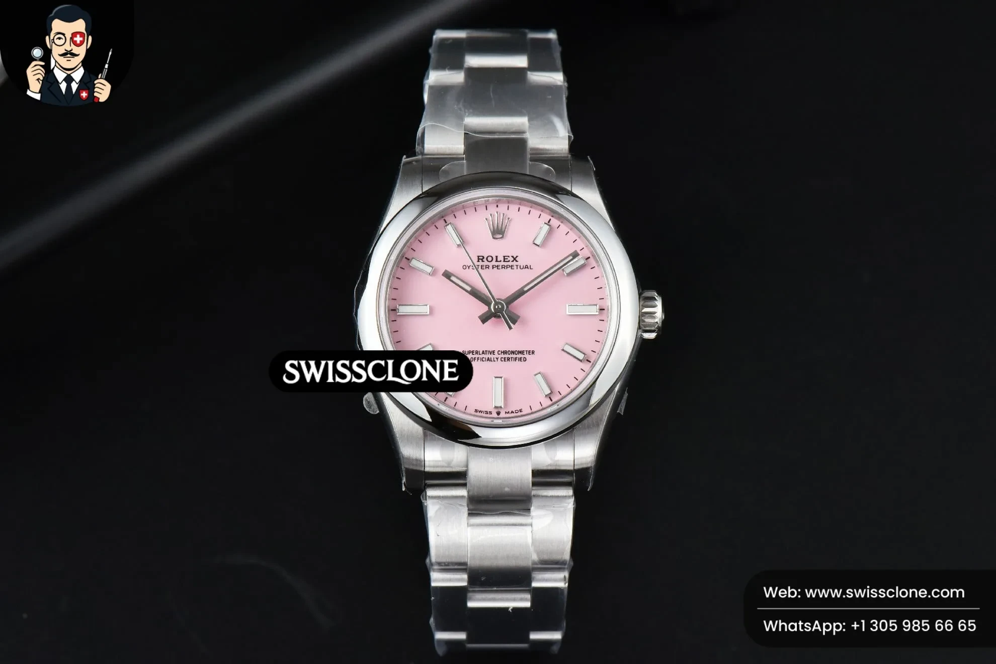 Rolex Oyster Perpetual 277200 31mm Pink Dial 1:1 Super Clone - Dial Macro Close-Up