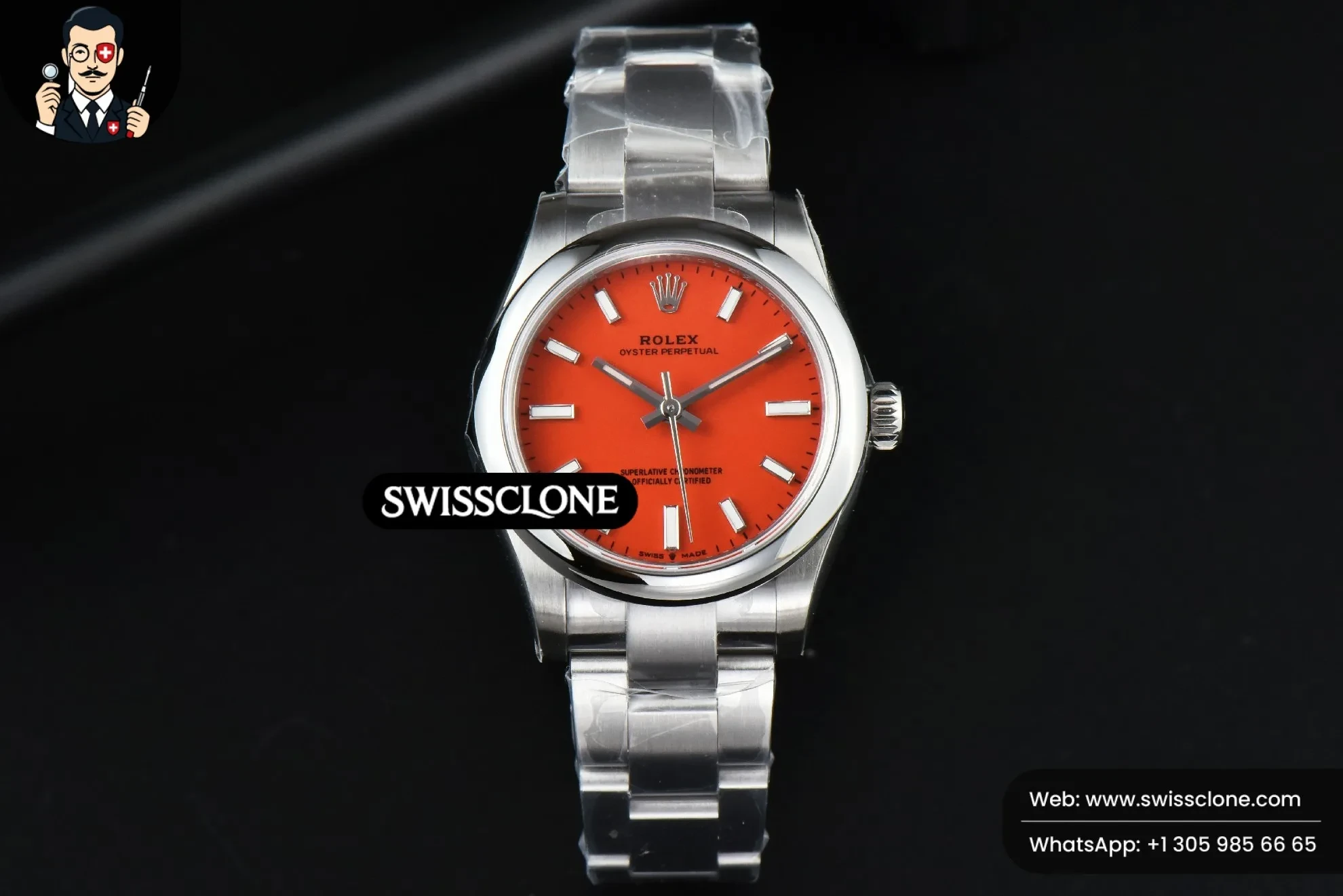 Rolex Oyster Perpetual 277200 31mm Red Dial 1:1 Super Clone - Dial Macro Close-Up