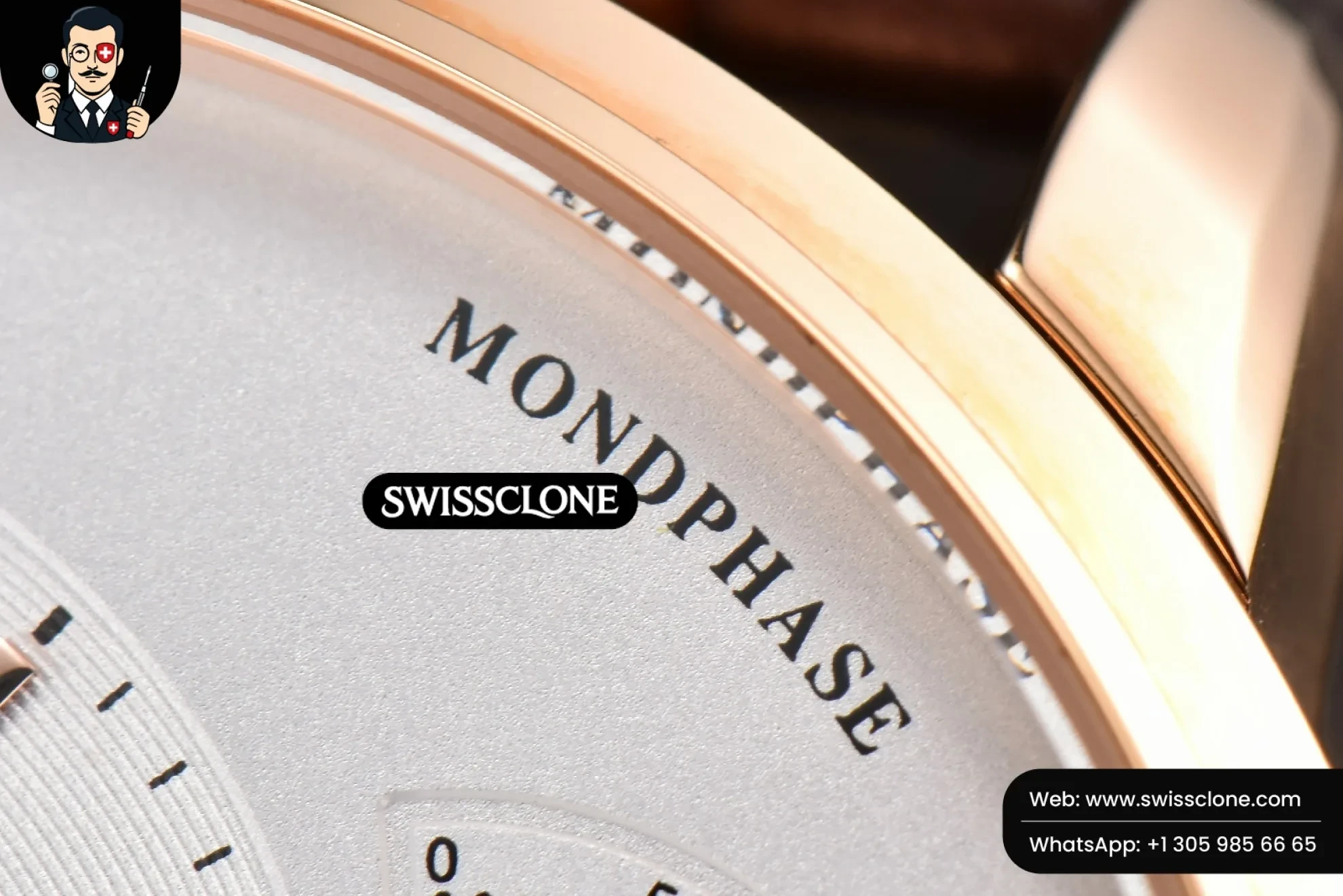 Rolex Panomatic Lunar 40mm White Dial Brown Leather 1:1 Super Clone - Lateral Case Thickness Profile