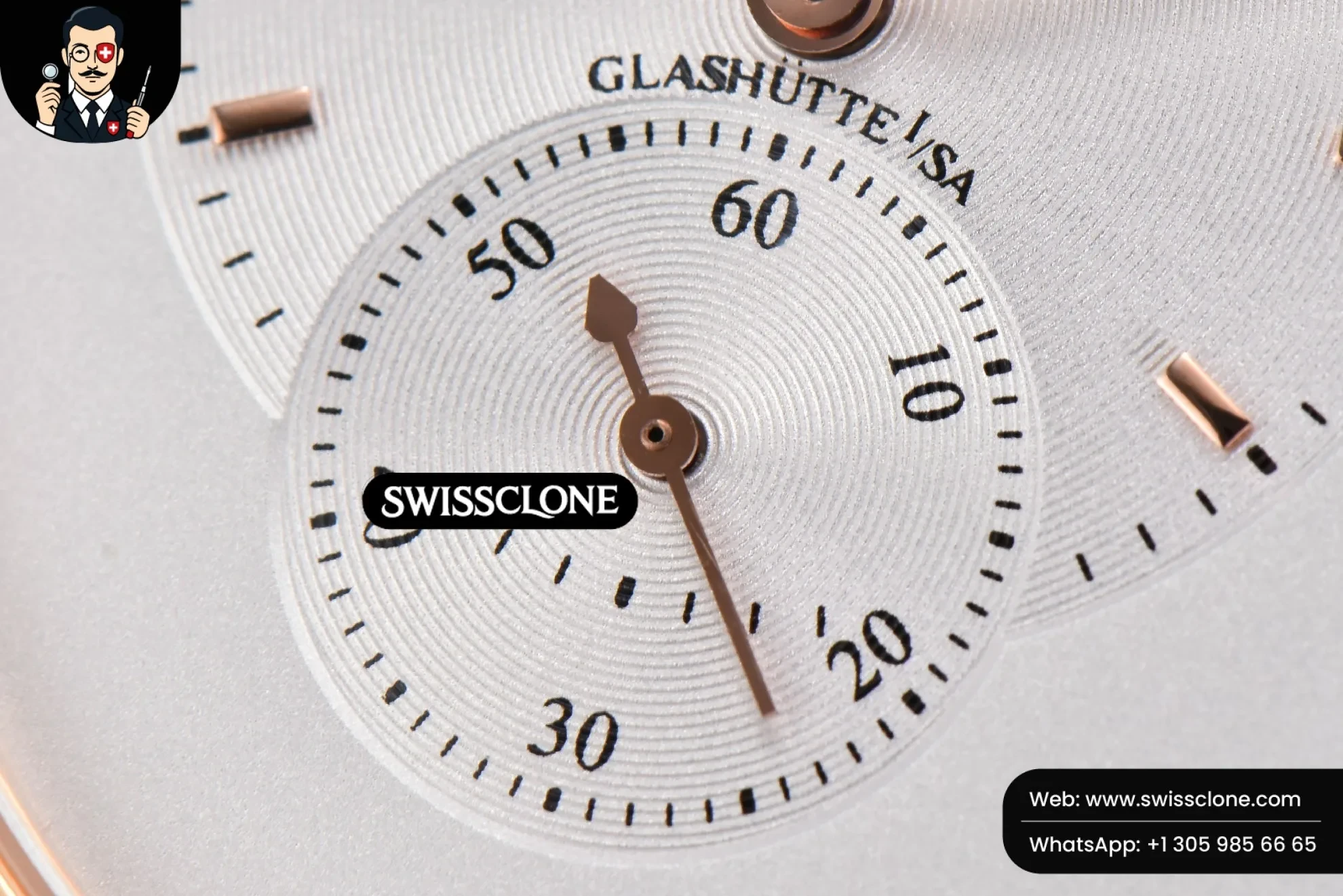 Rolex Panomatic Lunar 40mm White Dial Brown Leather 1:1 Super Clone - Caseback & Cloned Calibre Movement