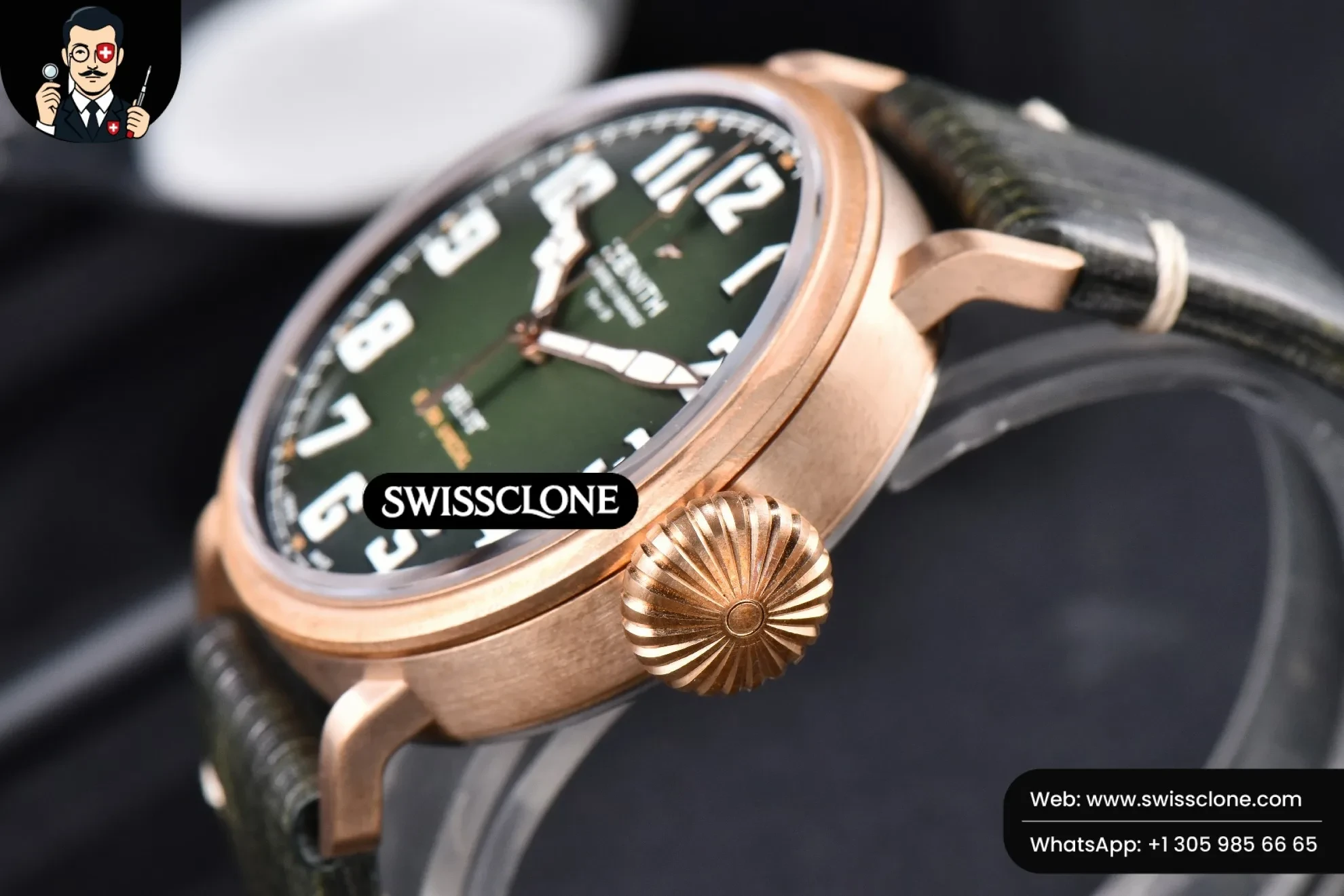 Rolex Pilot Type 20 Extra Special Bronze XF 45mm Green Dial Green Leather 1:1 Super Clone - On-Wrist Presence View