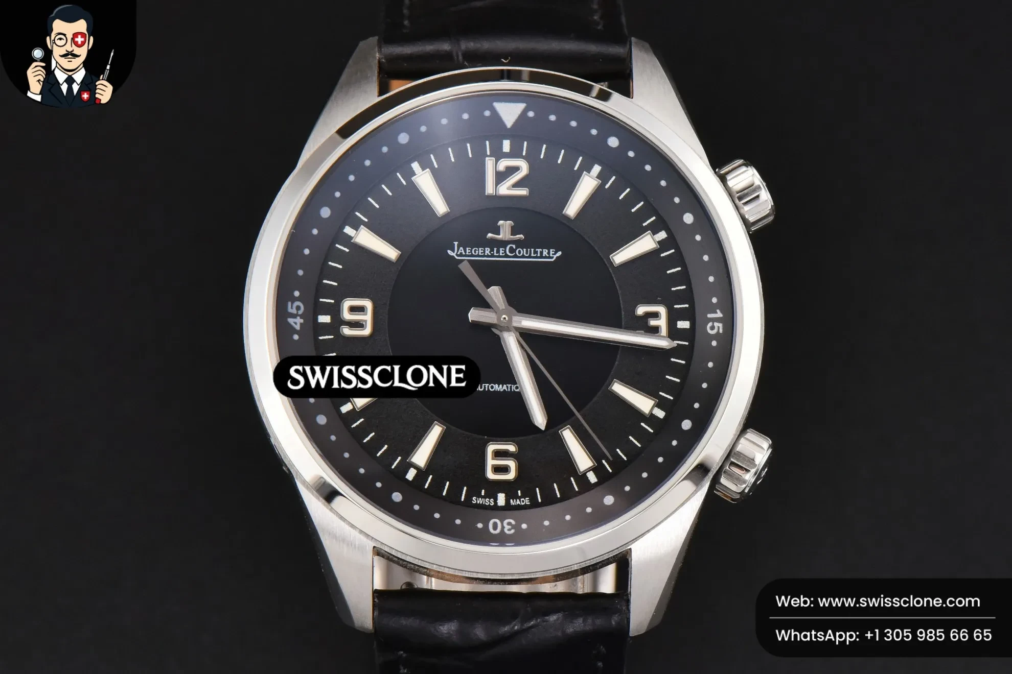 Polaris Geographic 40mm LTF Black Dial Black Leather 9015