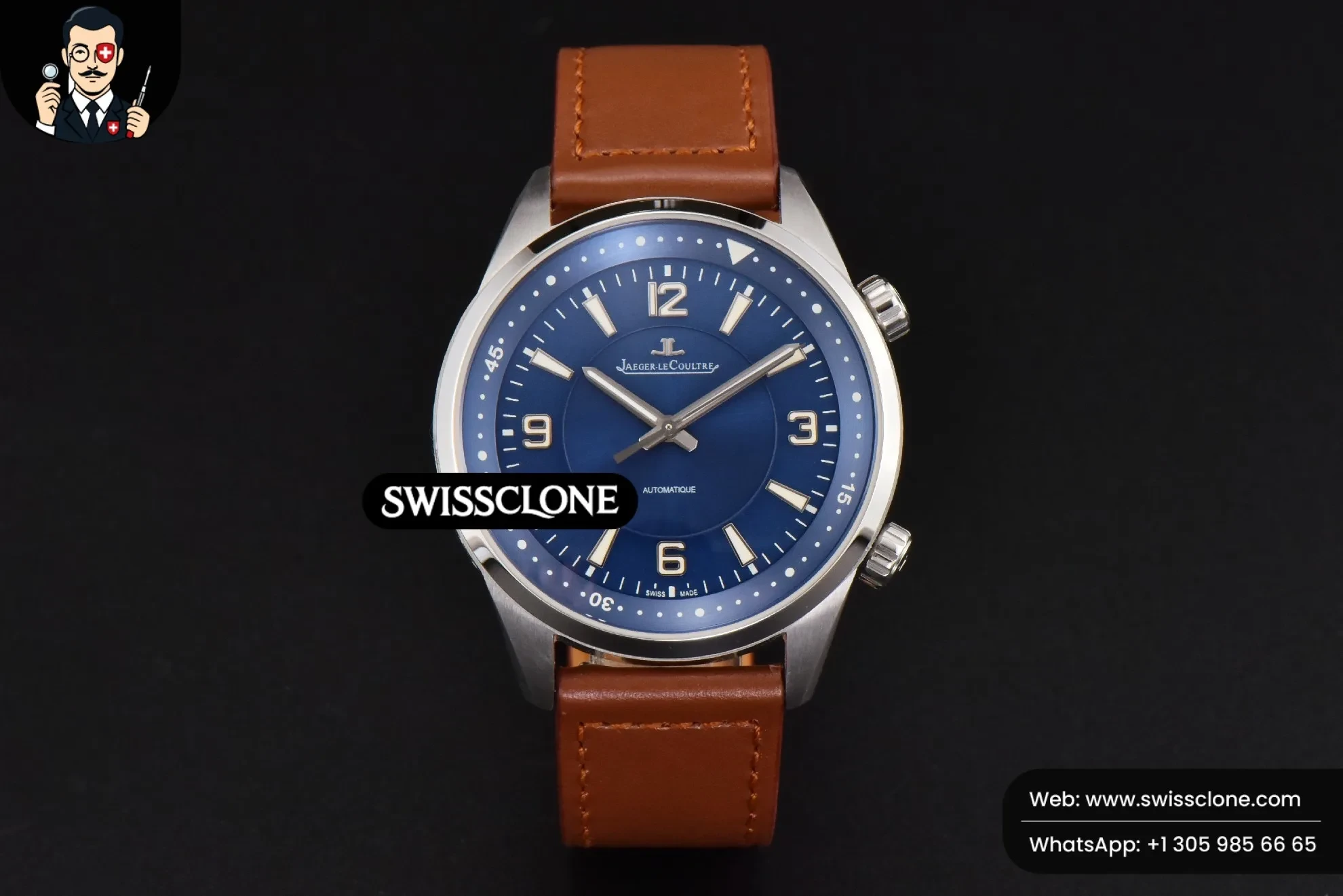 Rolex Polaris Geographic 40mm LTF Blue Dial Brown Leather 9015 1:1 Super Clone - Dial Macro Close-Up