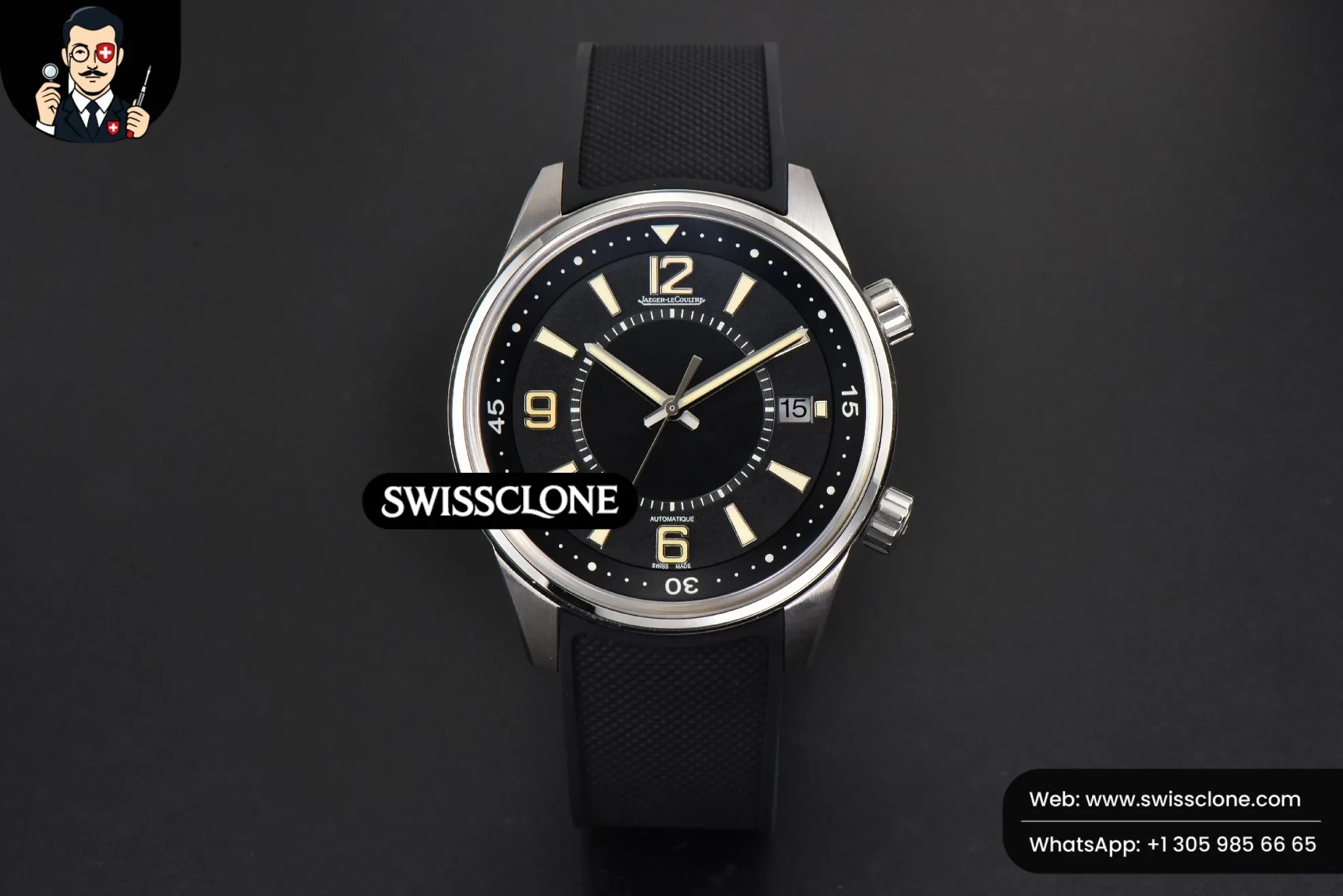 Rolex Polaris Geographic 42mm JQKF Black Dial Black Rubber 1:1 Super Clone - Dial Macro Close-Up