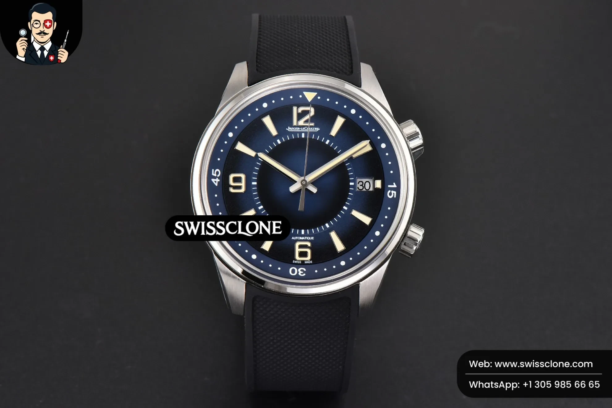 Rolex Polaris Geographic 42mm JQKF Blue Dial Black Rubber 1:1 Super Clone - Dial Macro Close-Up