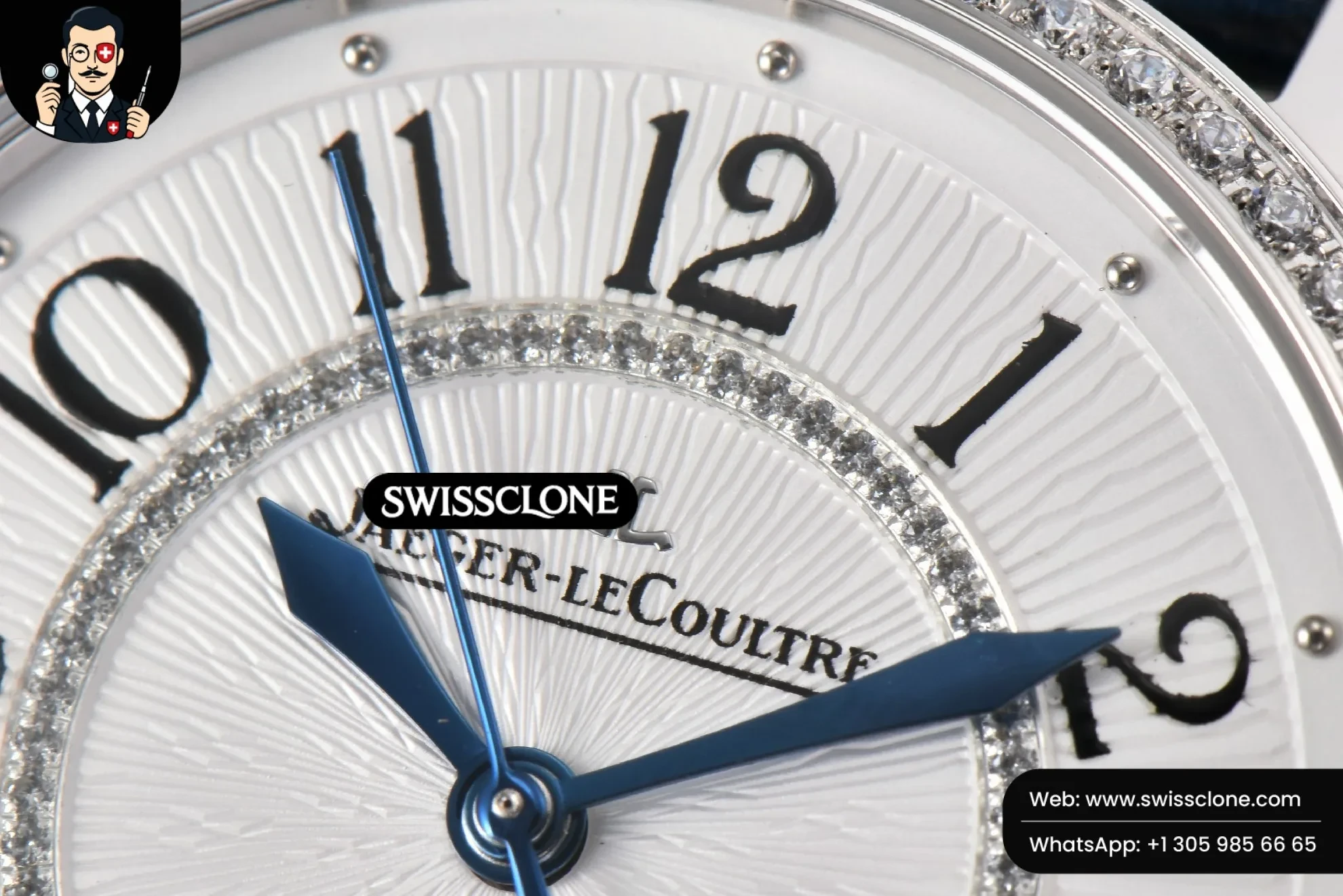 Rolex Rendez Vous Moon 34mm GF Diamond White Textured Dial Blue Leather 1:1 Super Clone - Clasp & Bracelet Finishing