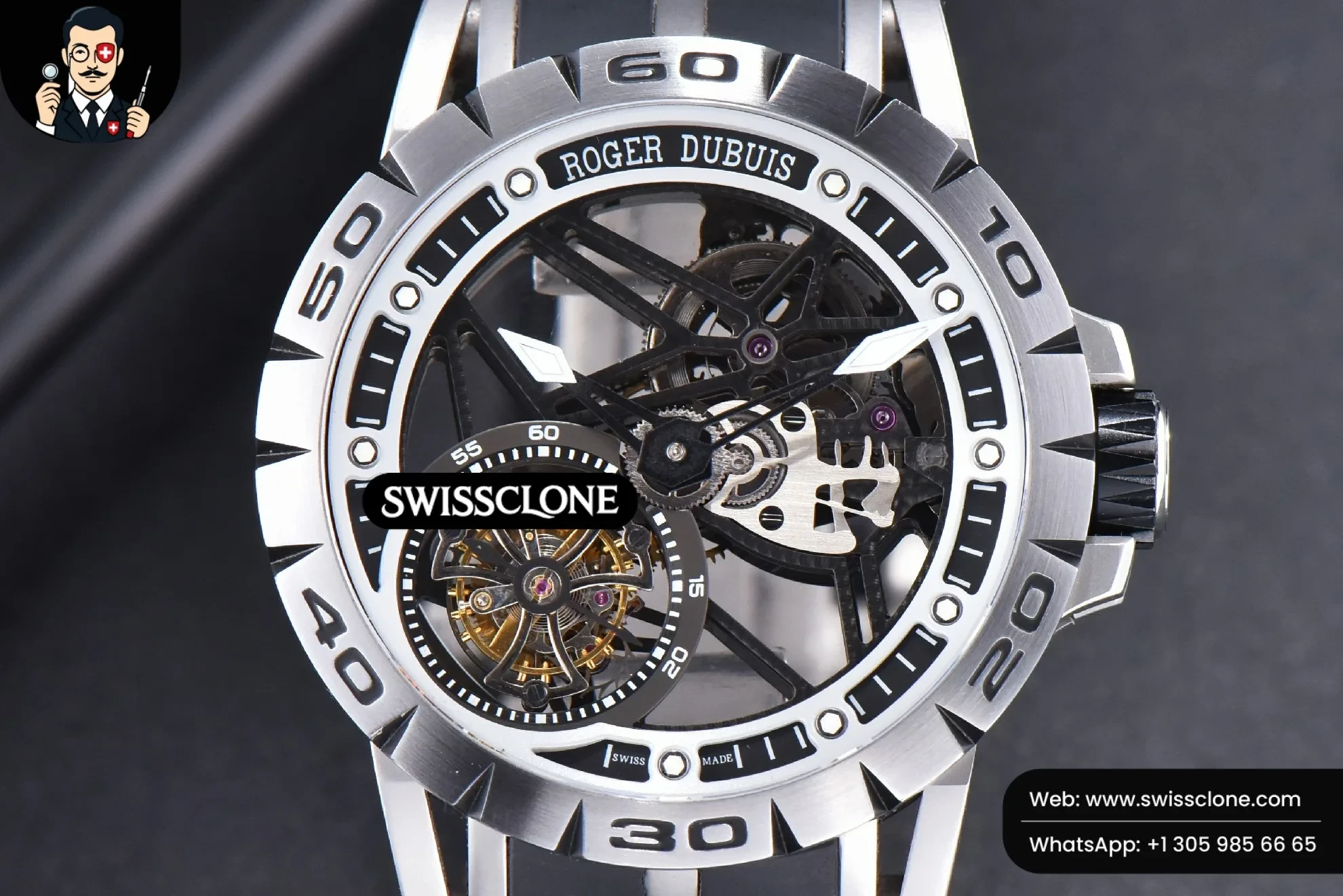 Roger Dubuis Excalibur Sports Tourbillon Titanium JBF 46mm Skeleton Dial Black Crown Black Rubber