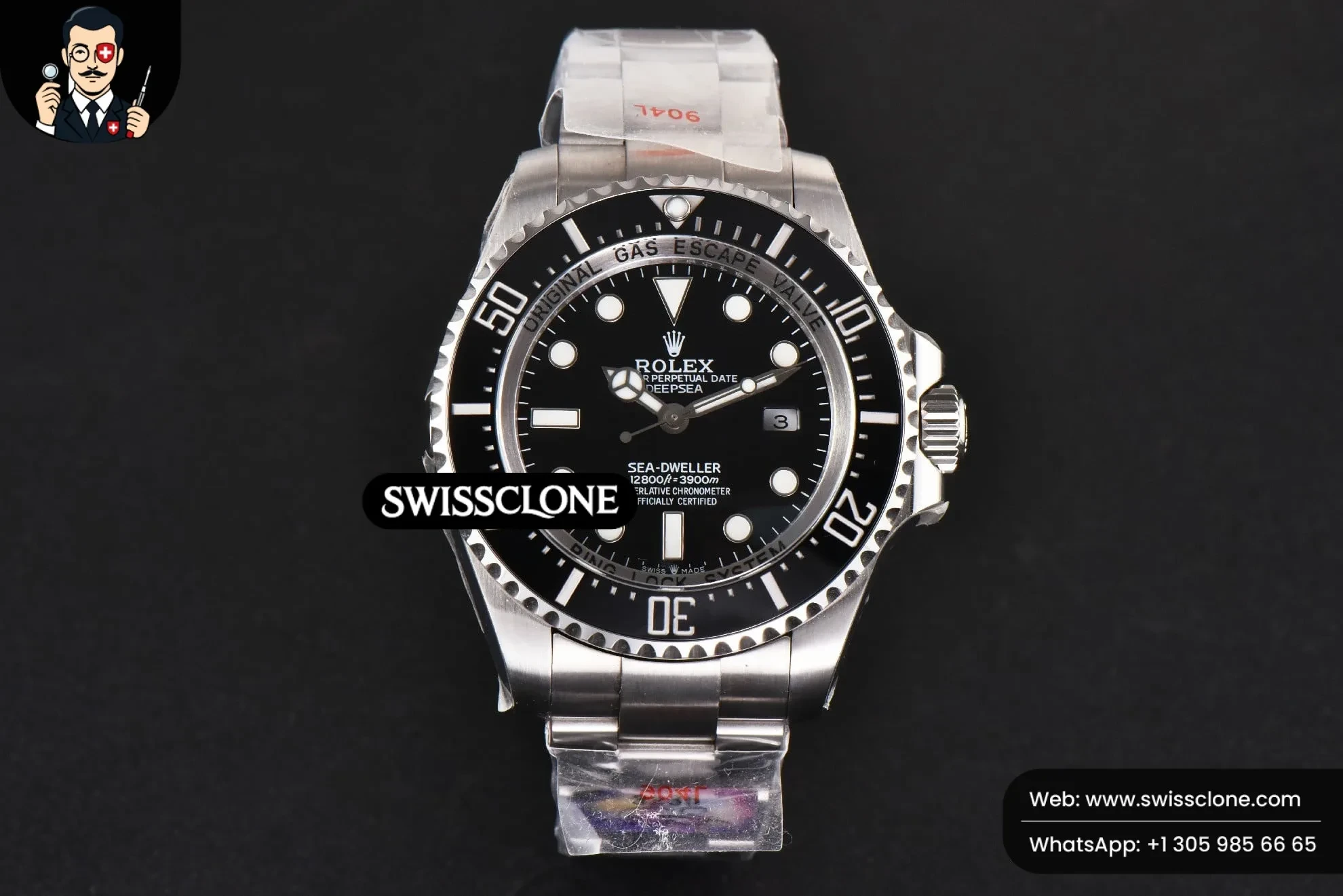 Rolex Sea Dweller 44mm 126660 CSF Challenge Black Dial VR3235 1:1 Super Clone - Dial Macro Close-Up