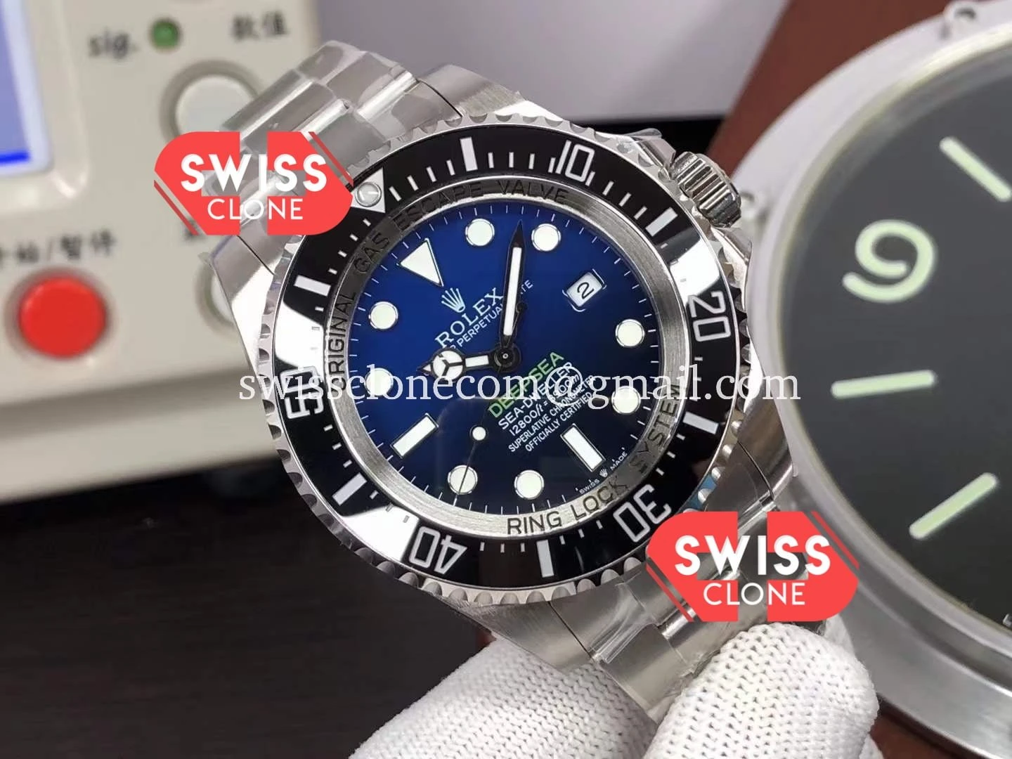 Rolex Sea Dweller Deepsea Blue Dial 3235 1:1 Super Clone - Dial Macro Close-Up