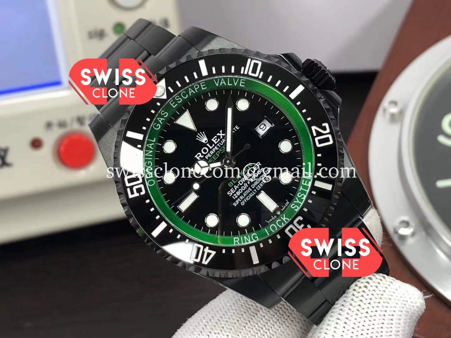 Rolex SeaDweller Deepsea BLAKEN Black Dial 1:1 Super Clone - Dial Macro Close-Up