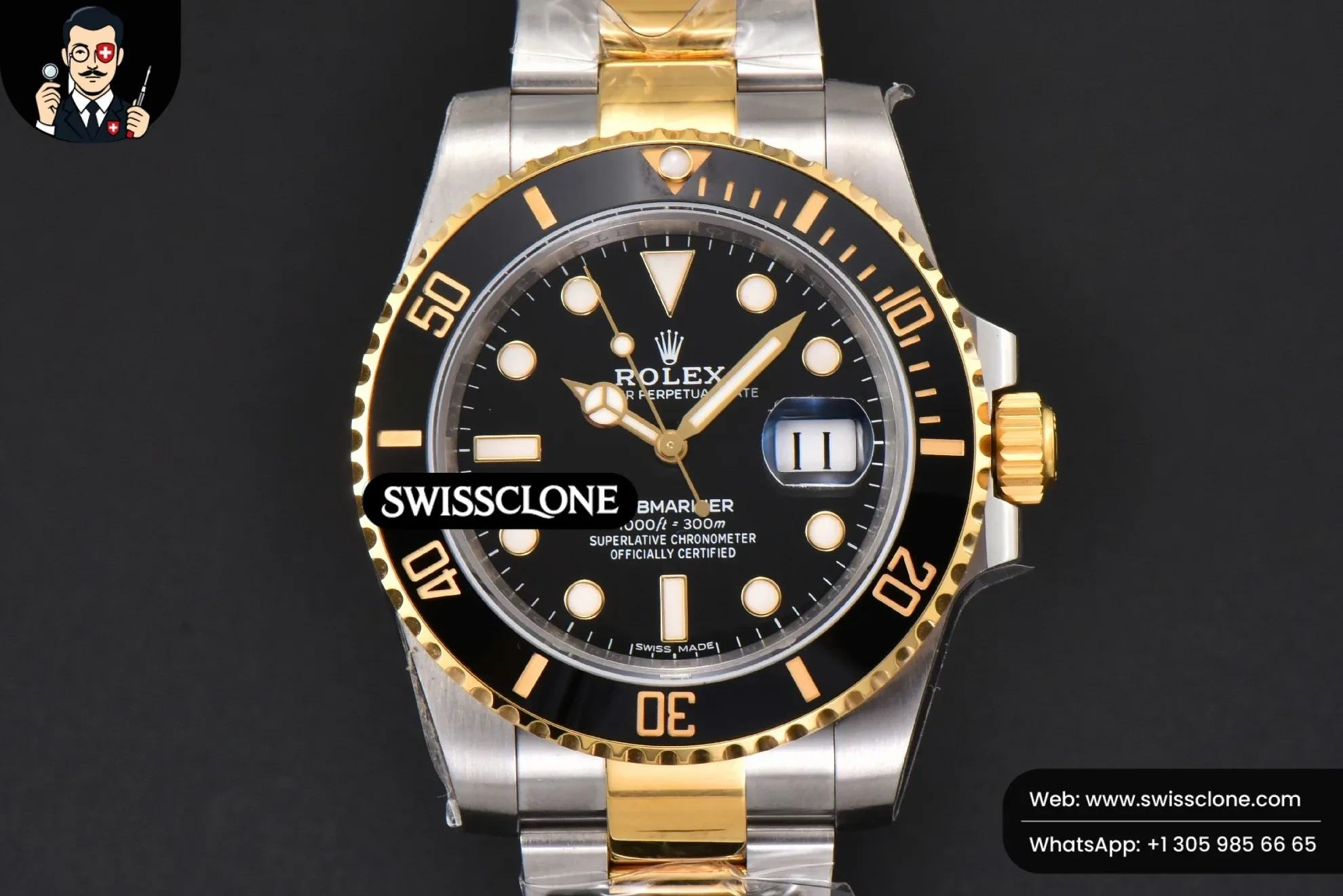 Rolex Submariner 116613 LN 904L King YG/SS Black Ceramic Black Dial VR3135
