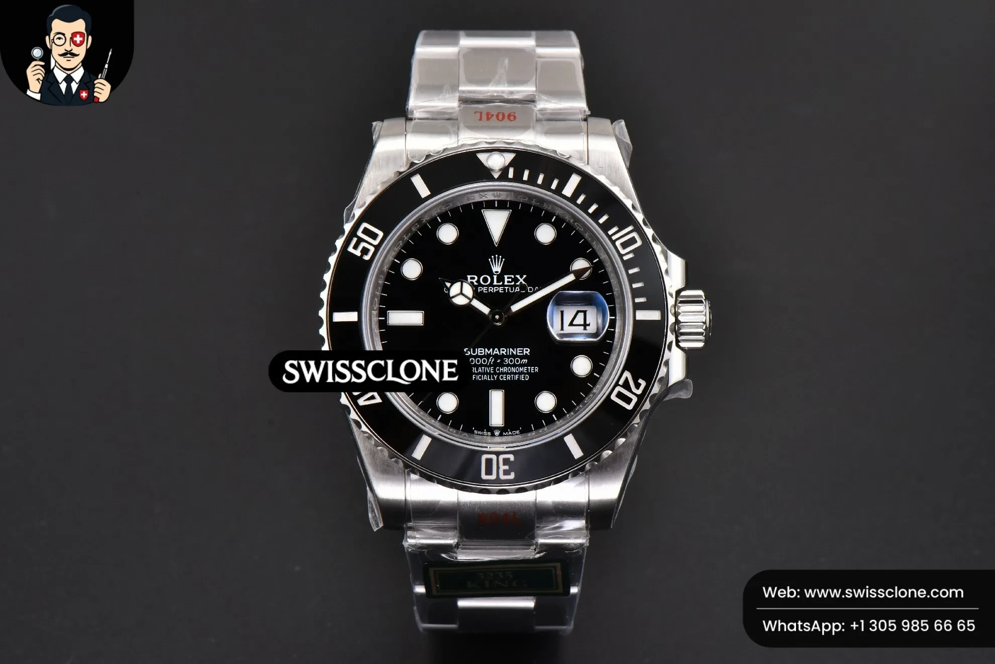 Rolex Submariner 126610 LN 41mm King Black Ceramic Black Dial VR3235 1:1 Super Clone - Dial Macro Close-Up