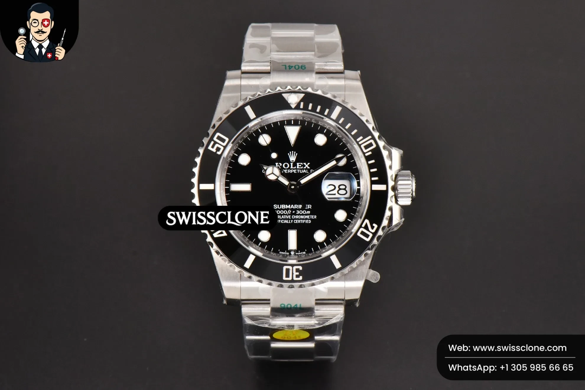 Rolex Submariner 126610LN 904L 41mm Black Ceramic Black Dial VR3235 1:1 Super Clone - Dial Macro Close-Up