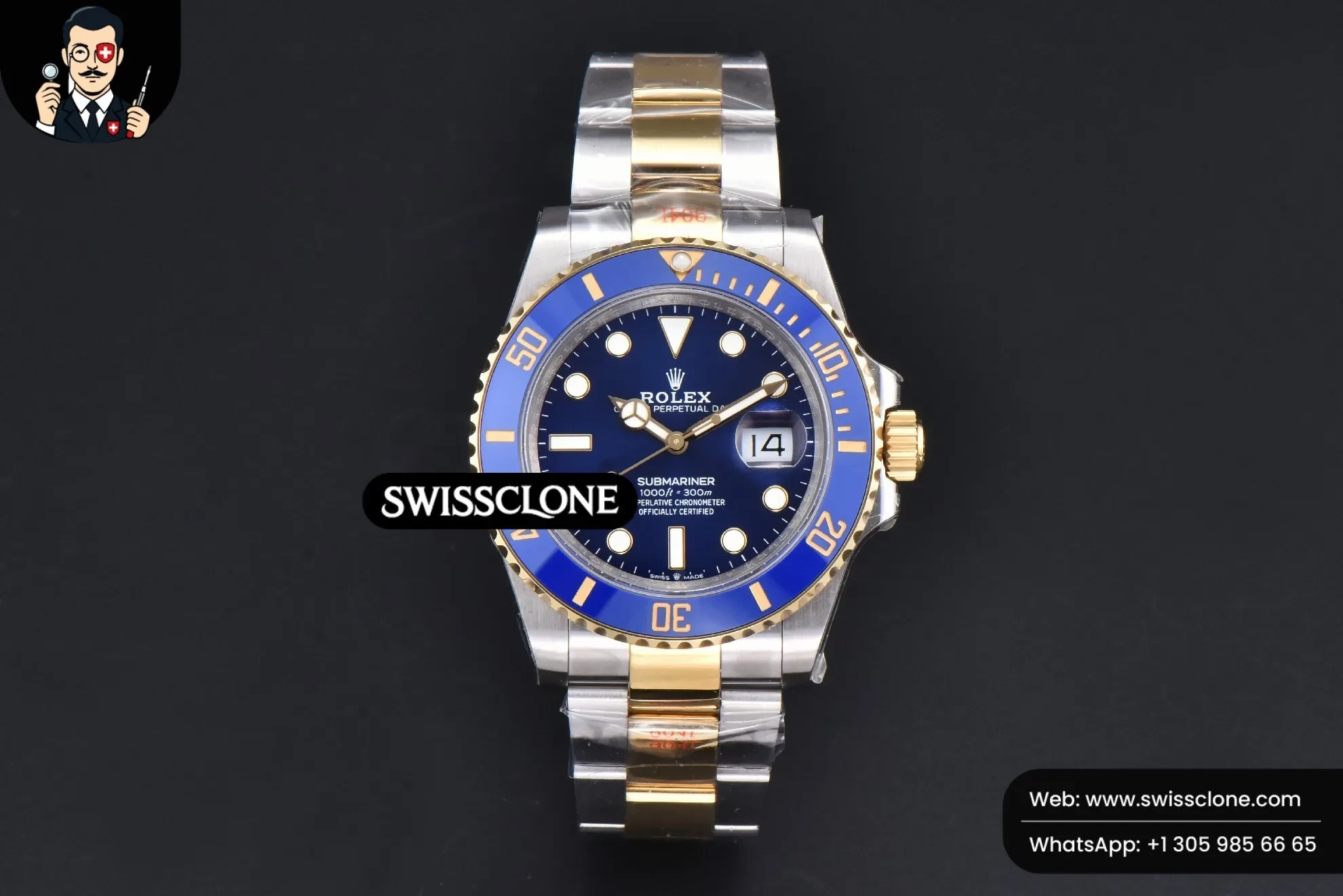 Rolex Submariner 126613 LB 41mm YG/SS Blue Dial VR3235 1:1 Super Clone - Dial Macro Close-Up