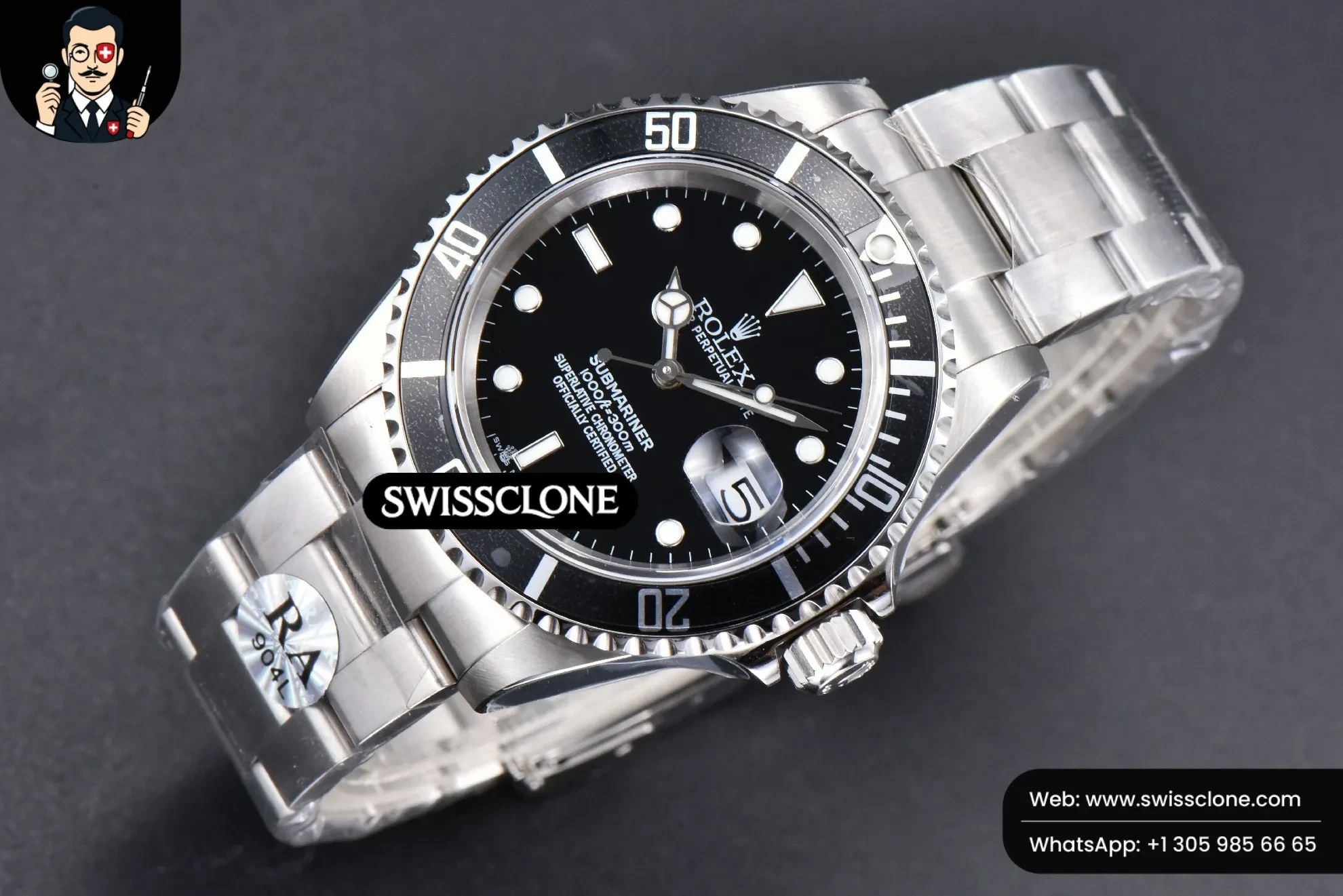 Rolex Submariner 16610 LN Black Bezel 904L 40mm RAF SH3135 No Rehaut 1:1 Super Clone - Bezel & Case Profile